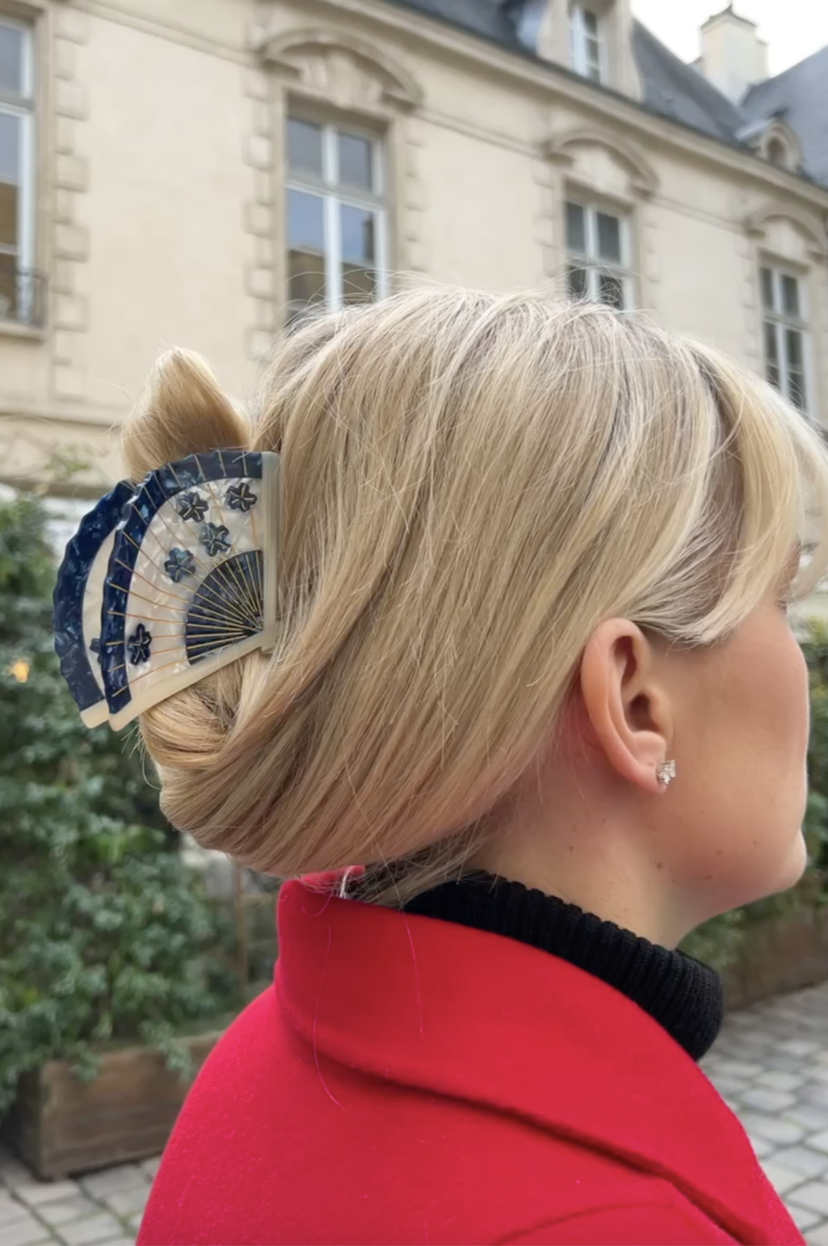 Handpainted Floral Fan Claw Clip