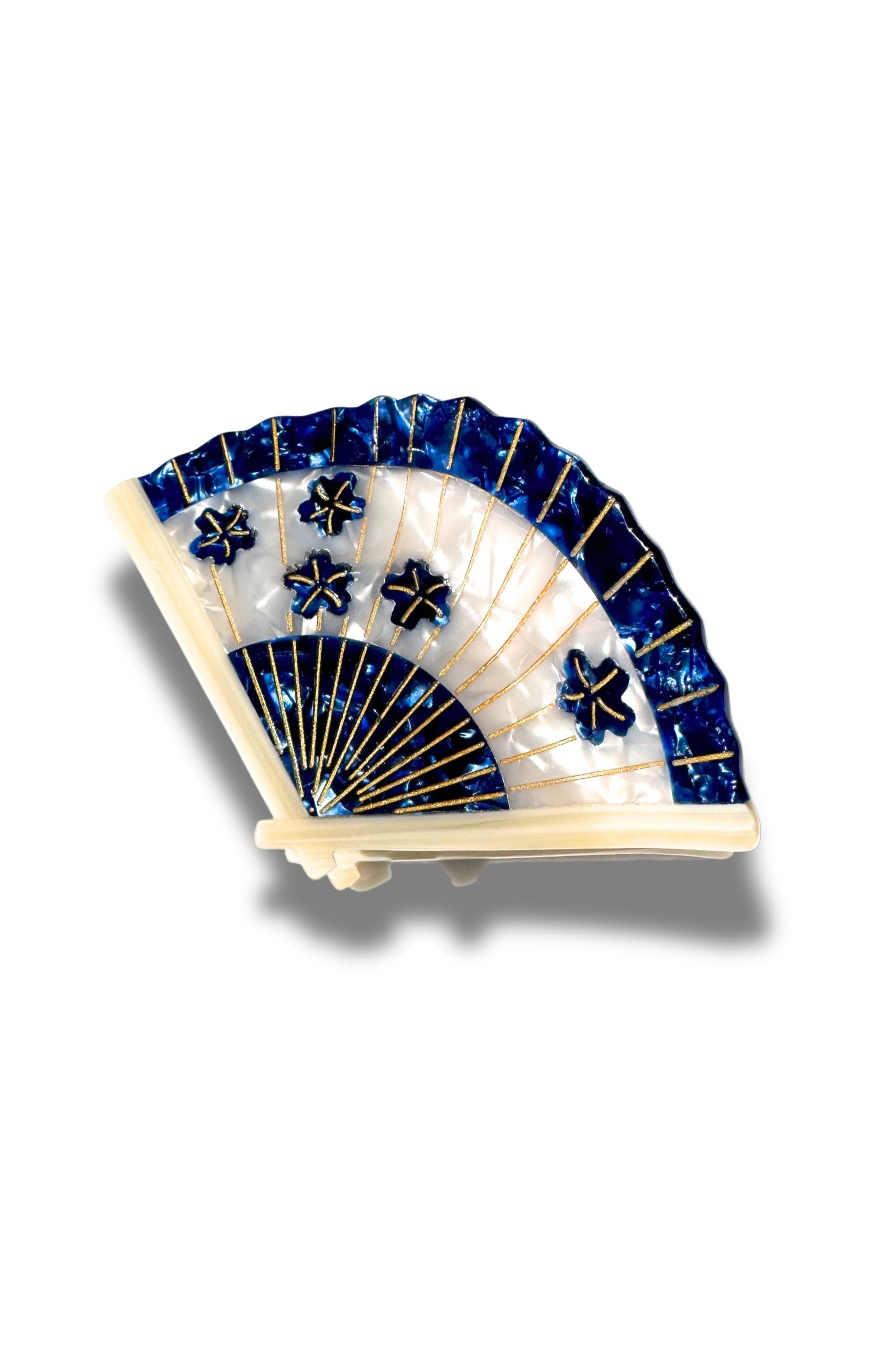 Handpainted Floral Fan Claw Clip