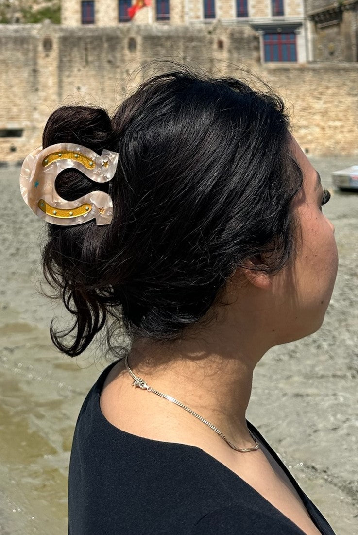 Handpainted Horseshoe Claw Clip