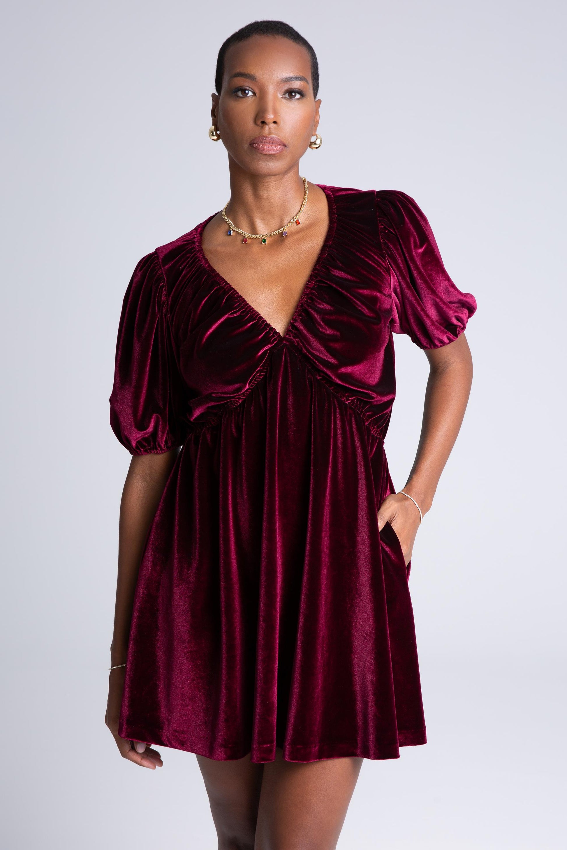 Velvet Mini Dress Merlot As Sample Dark Red / S