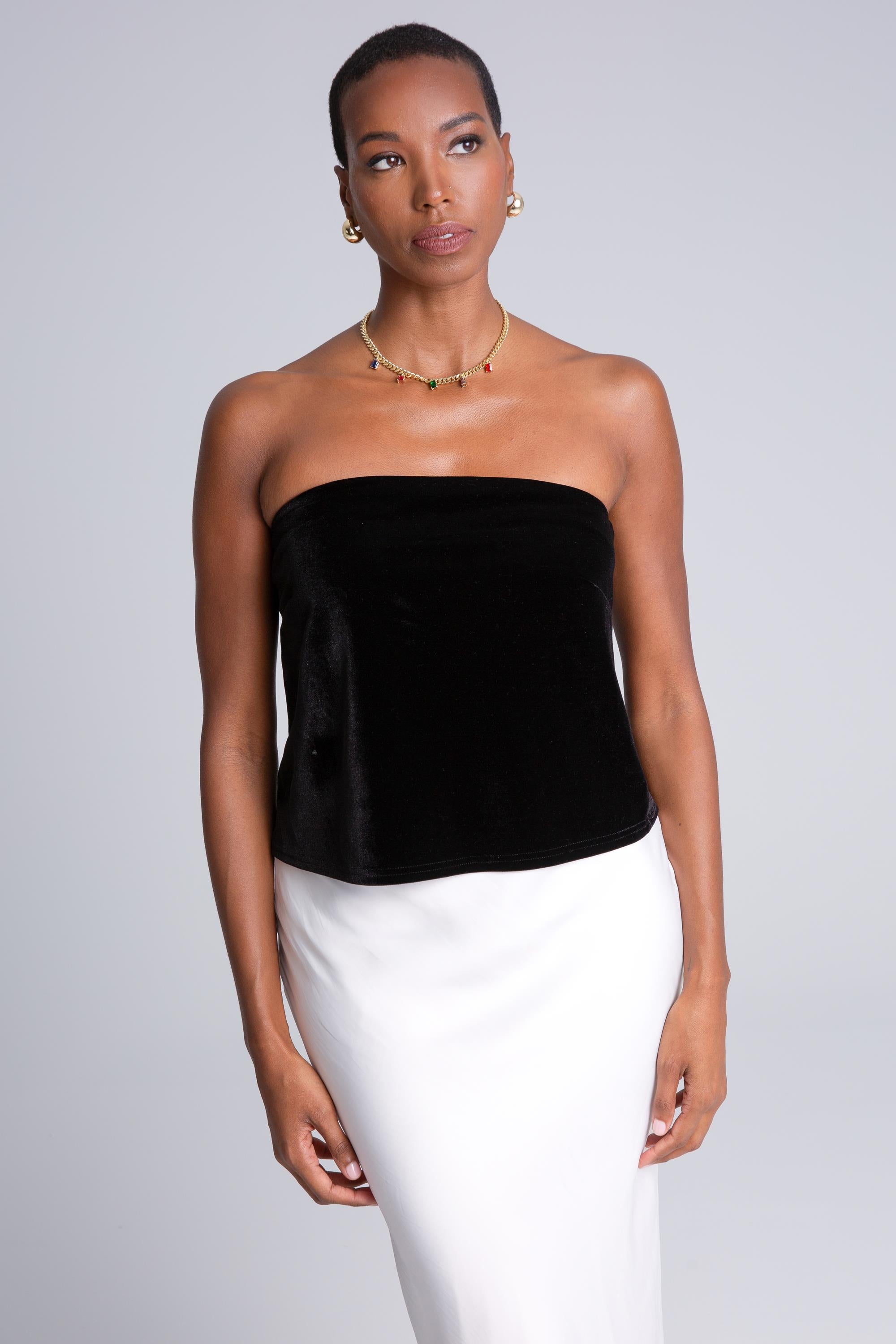 Velvet Flared Tube Top