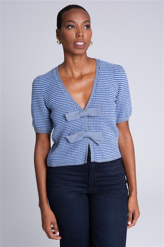 Elaine Puff Sleeve Tie Front Cardi