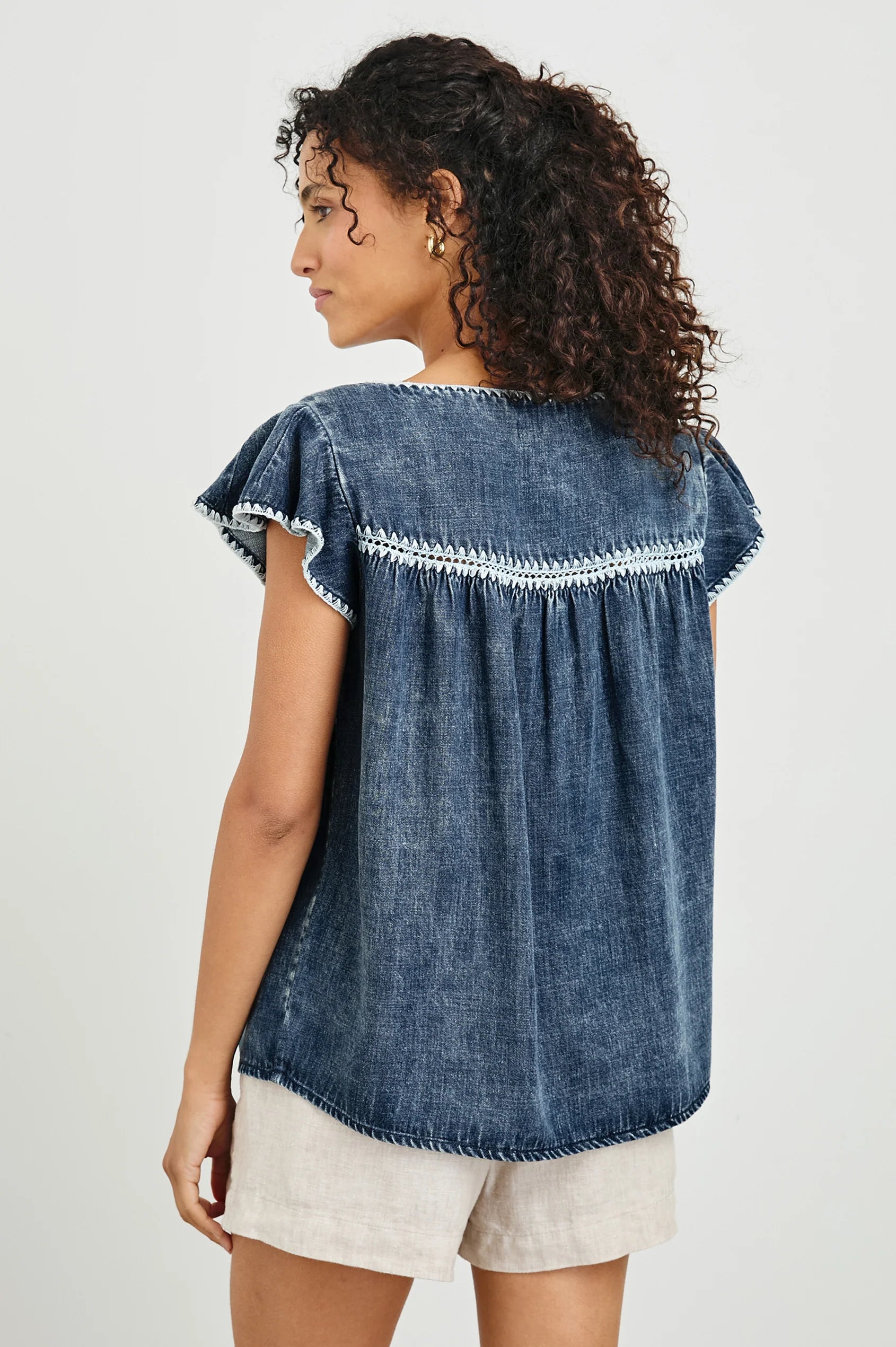 Tafia Flutter Sleeve Stitch Top