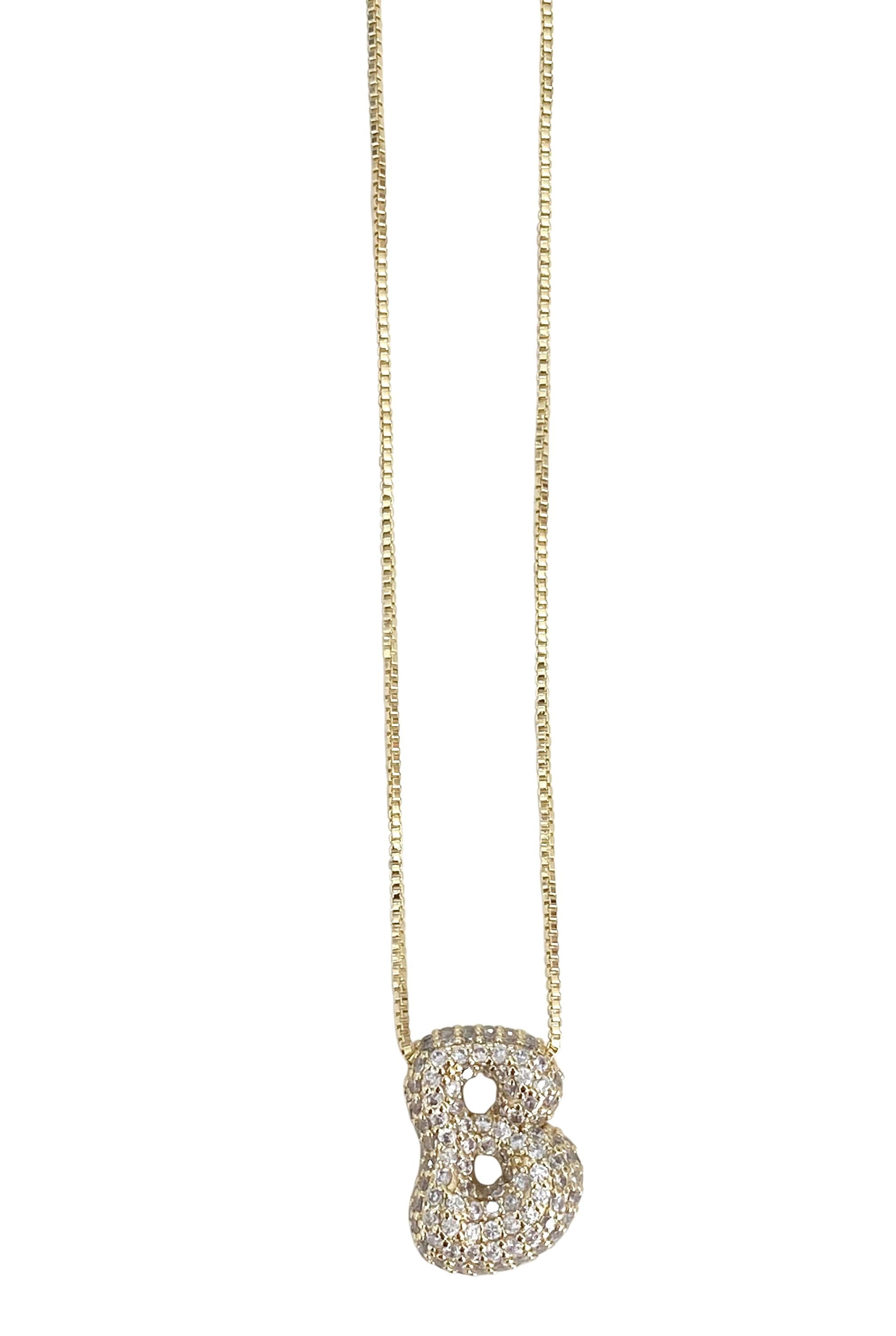 Pave Bubble Initial Necklace