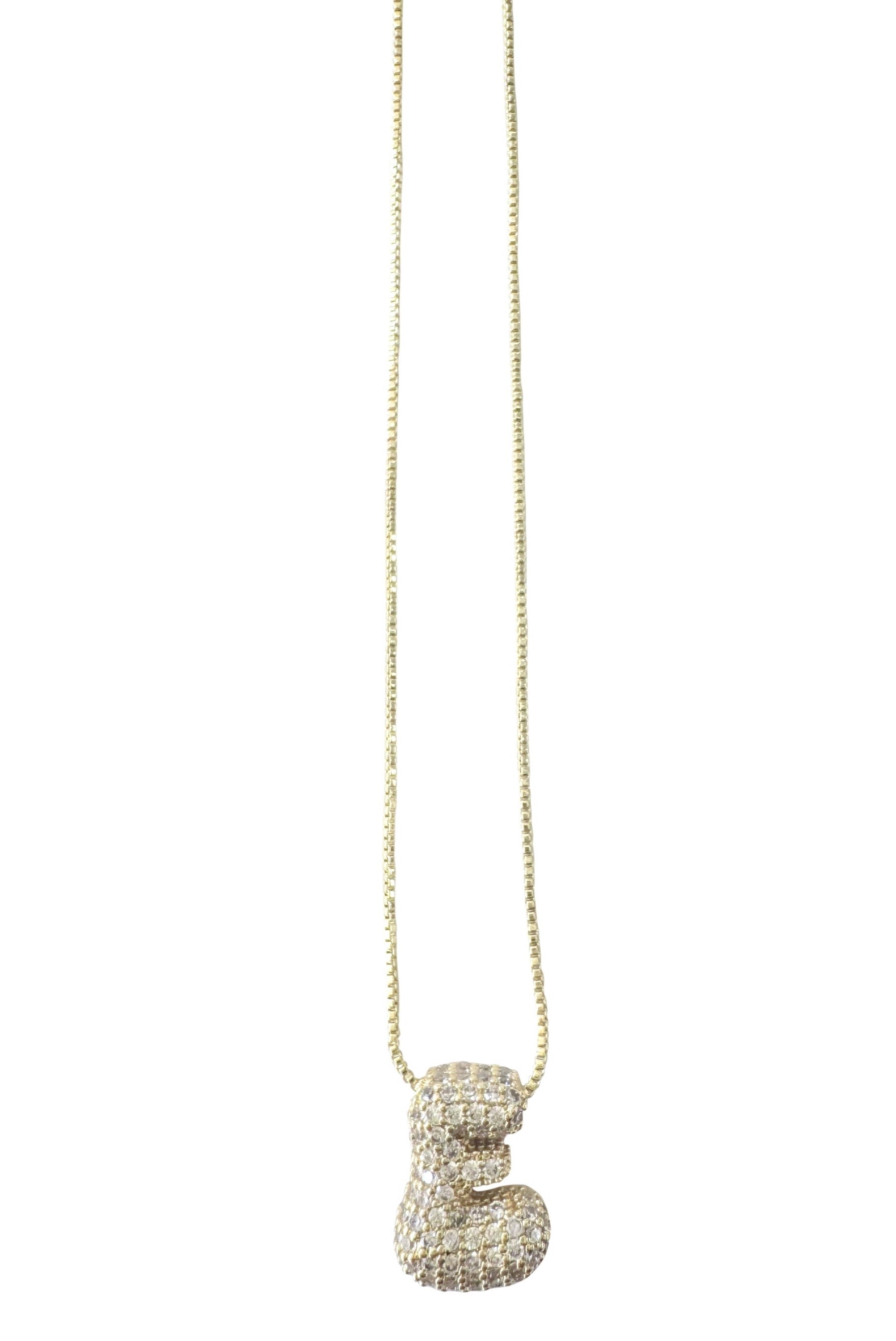 Pave Bubble Initial Necklace E