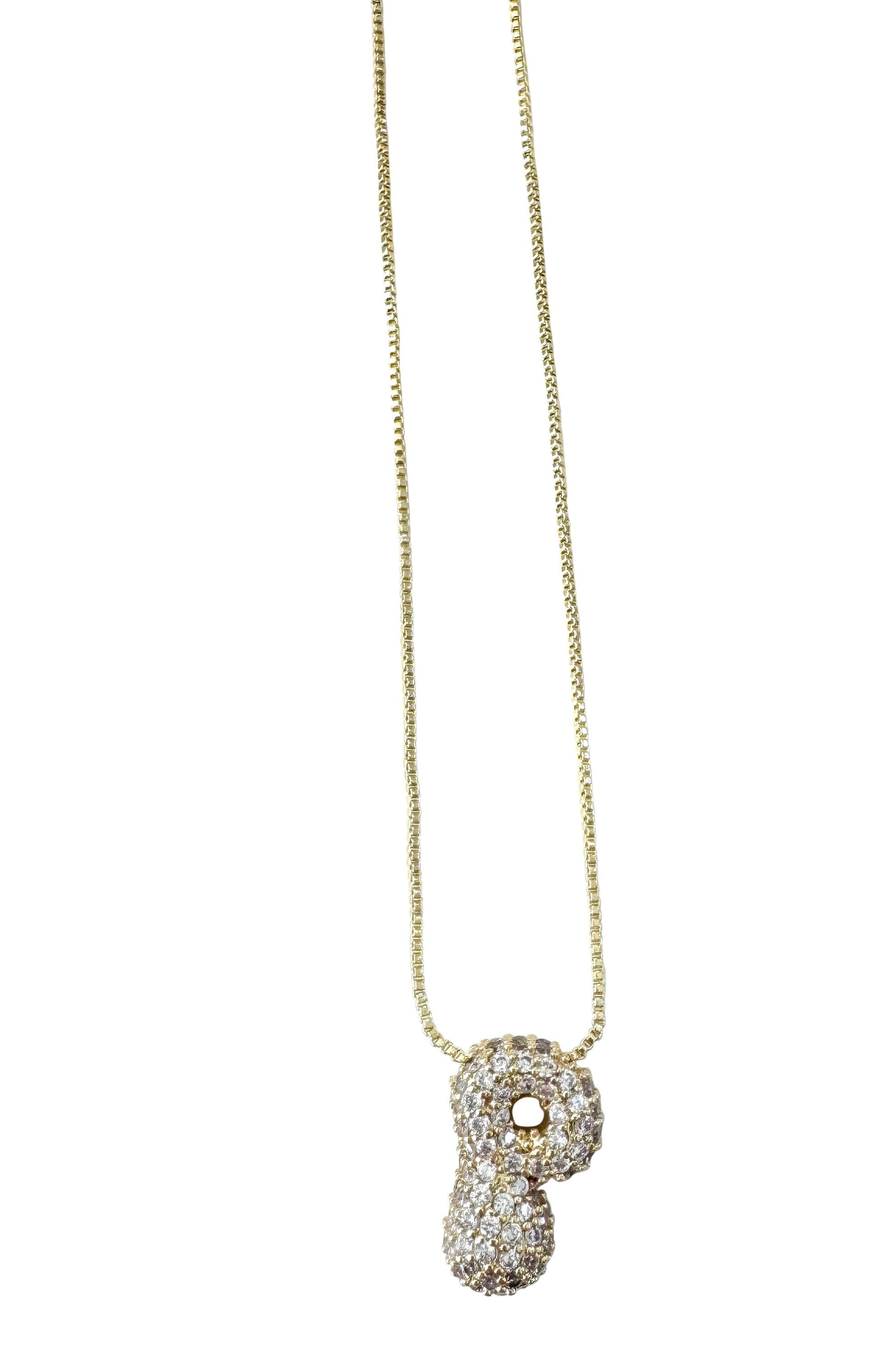 Pave Bubble Initial Necklace