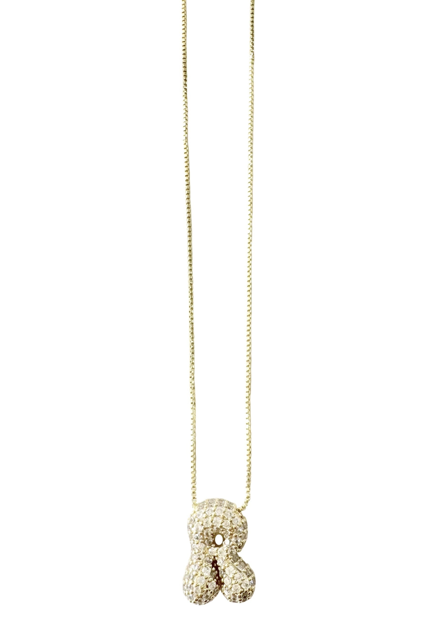 Pave Bubble Initial Necklace R