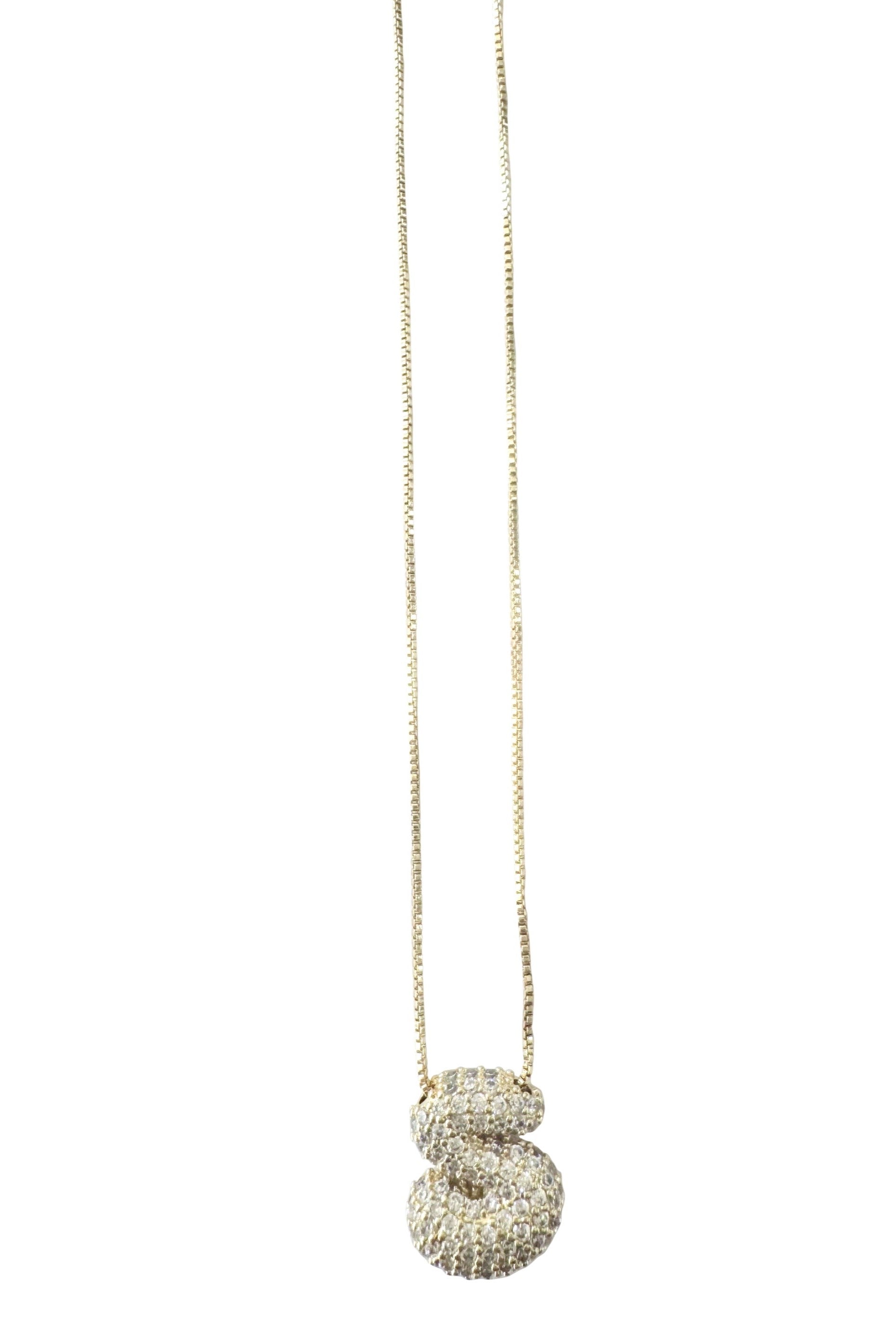 Pave Bubble Initial Necklace S