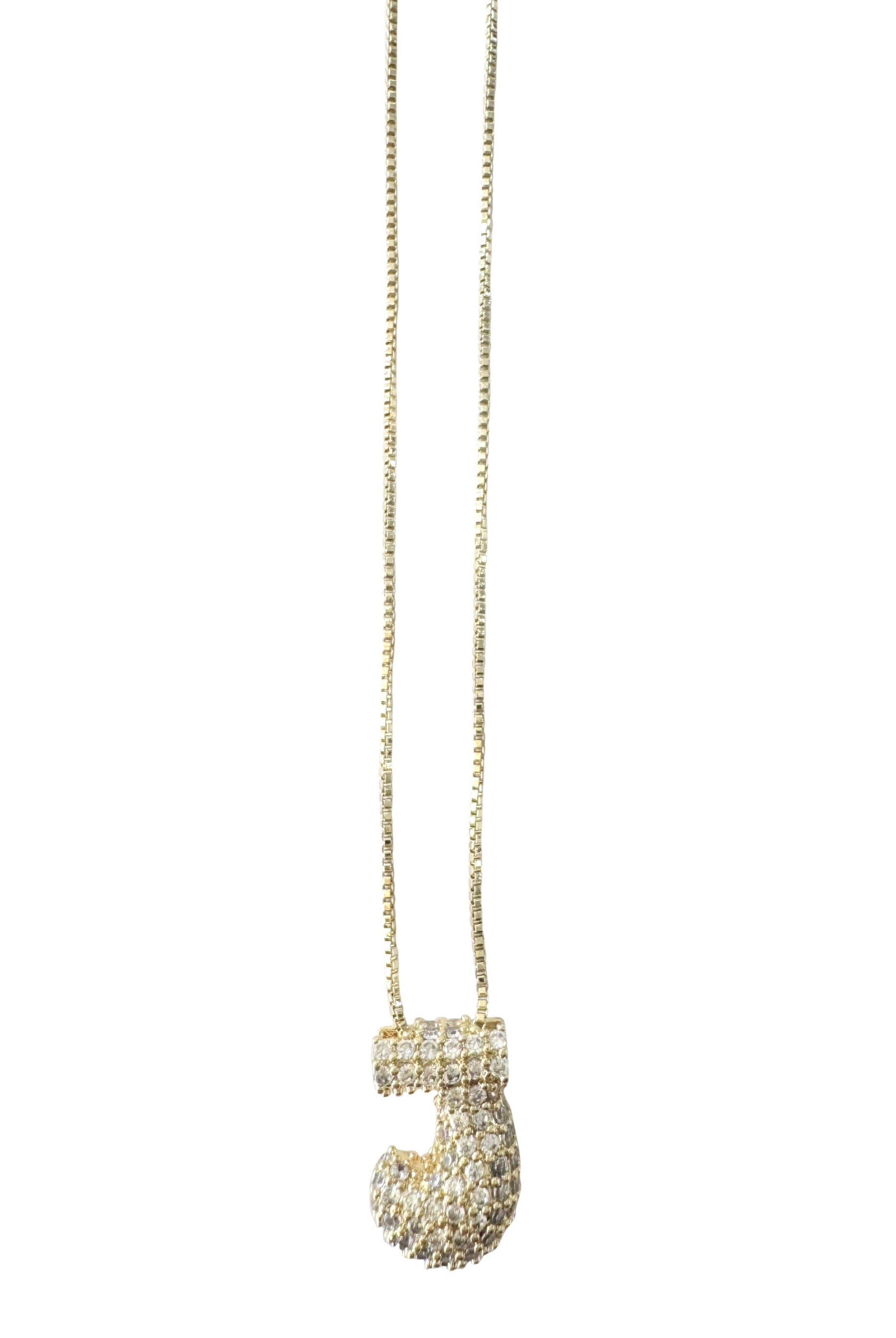 Pave Bubble Initial Necklace J