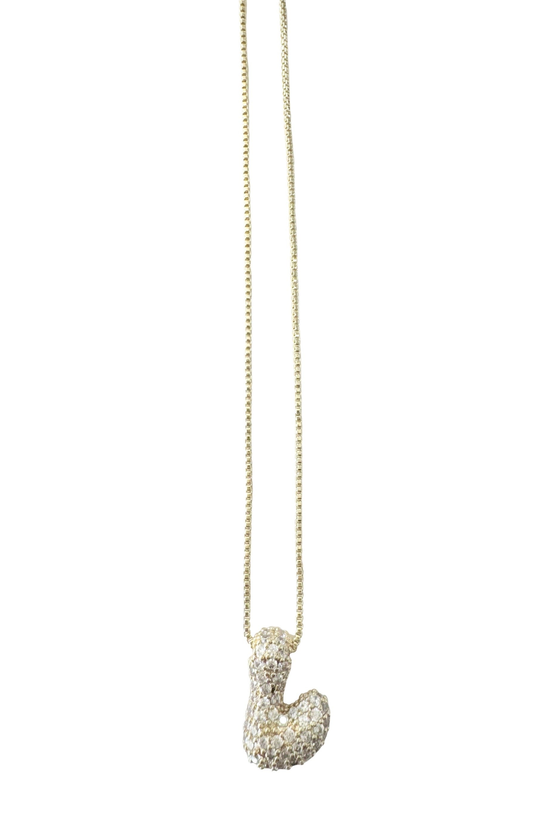 Pave Bubble Initial Necklace L