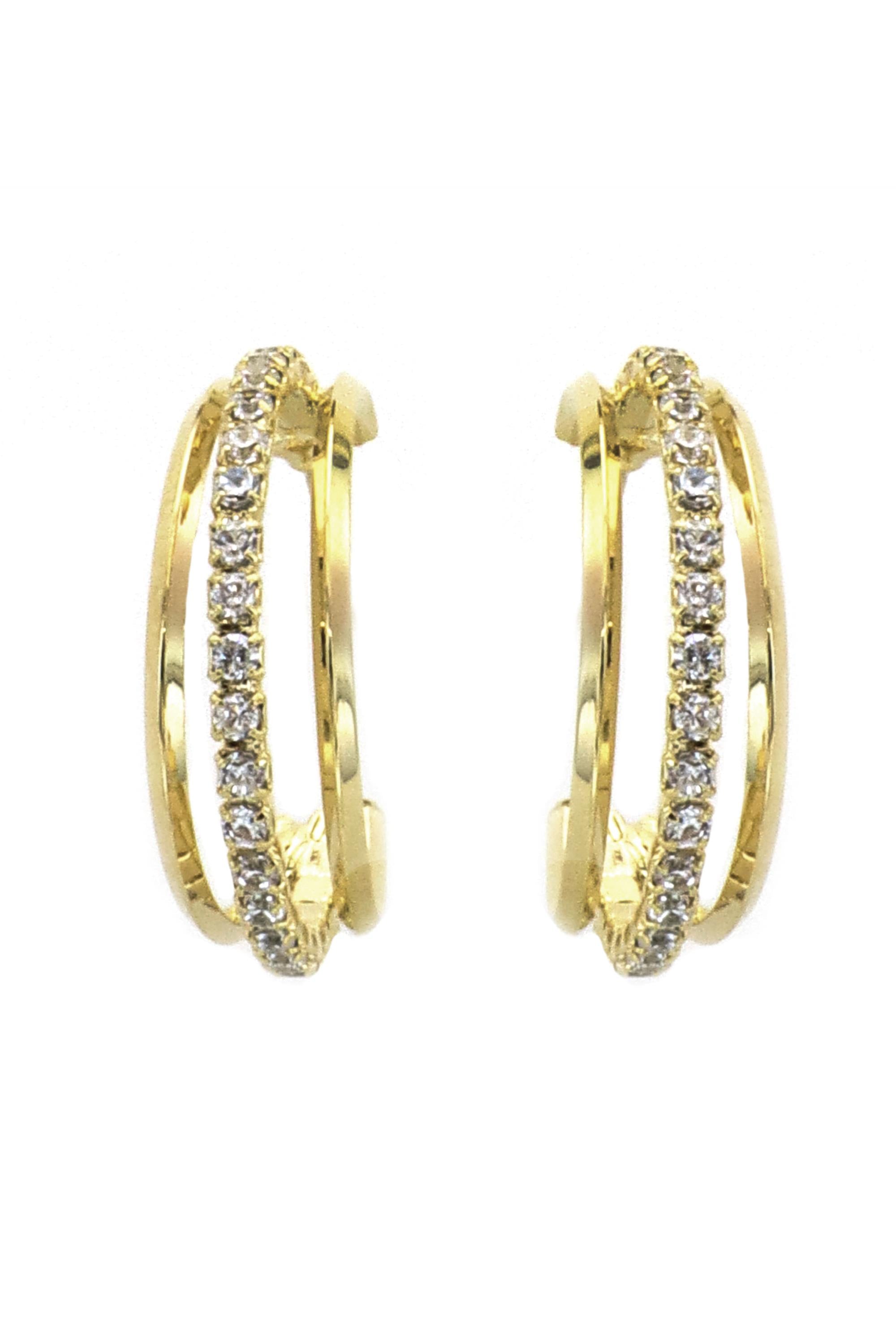 0.75 In Ear Hoop Pave- Gold
