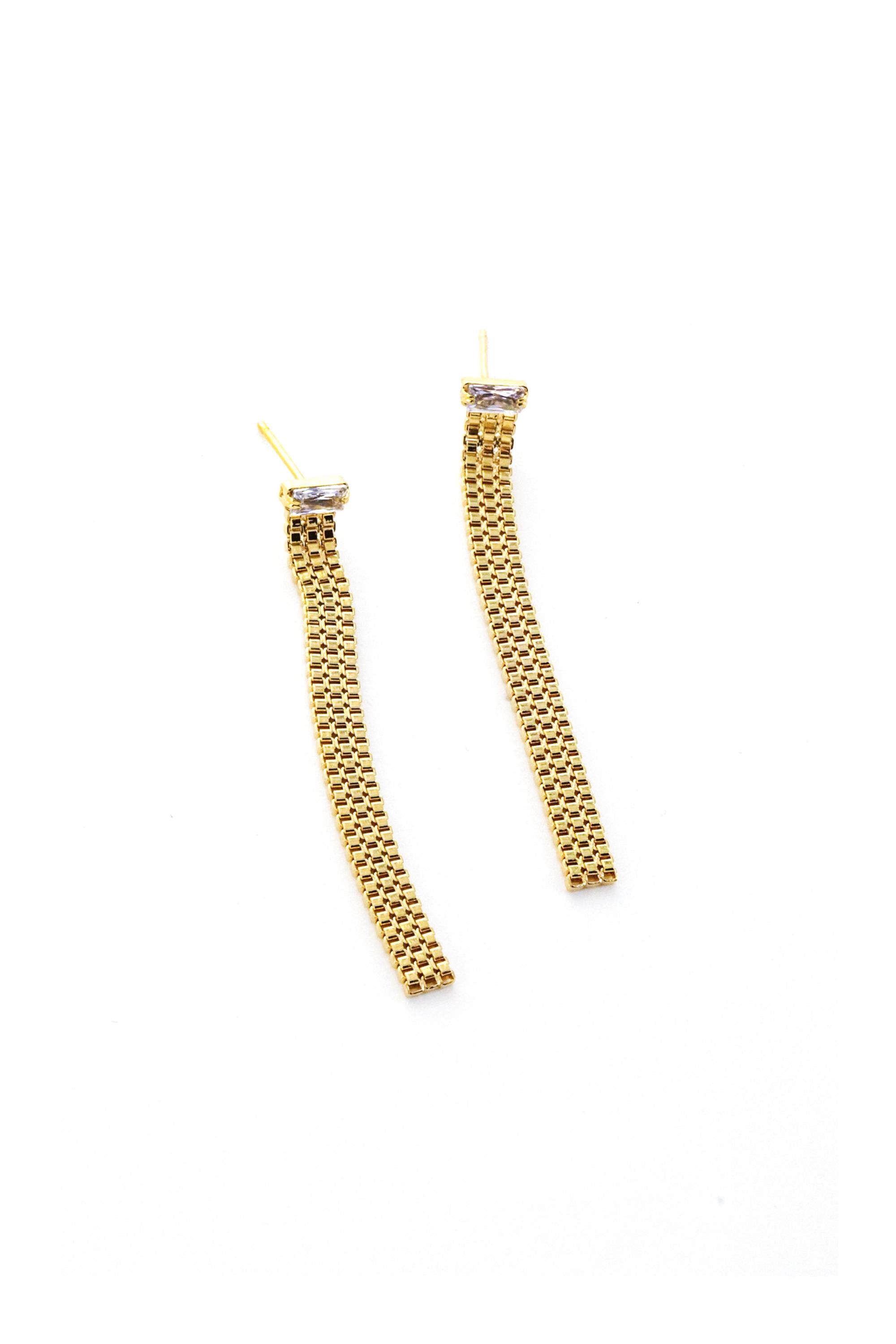 Gold Crystal Linear Earrings