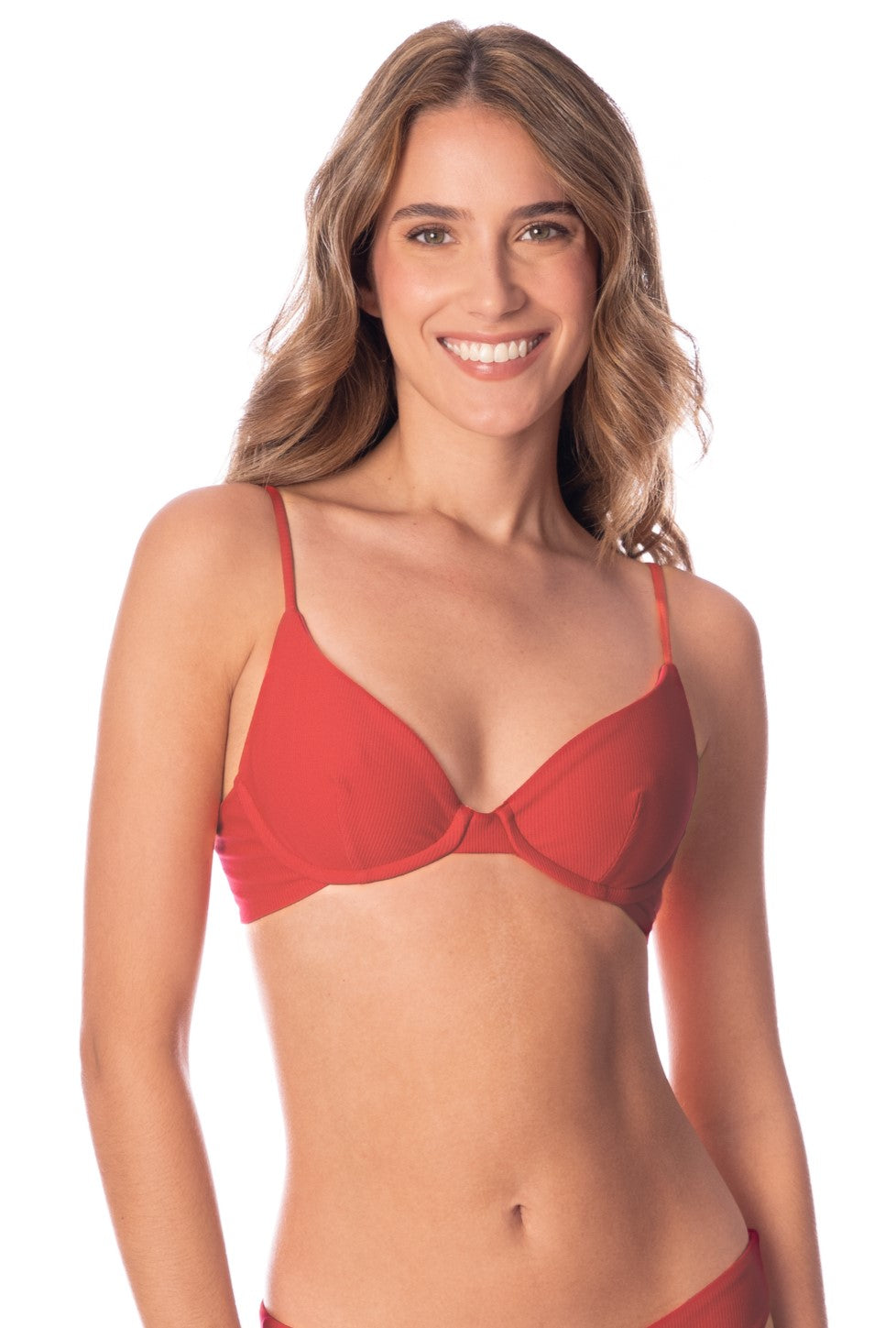 Red Camelia Dainty Bikini Top