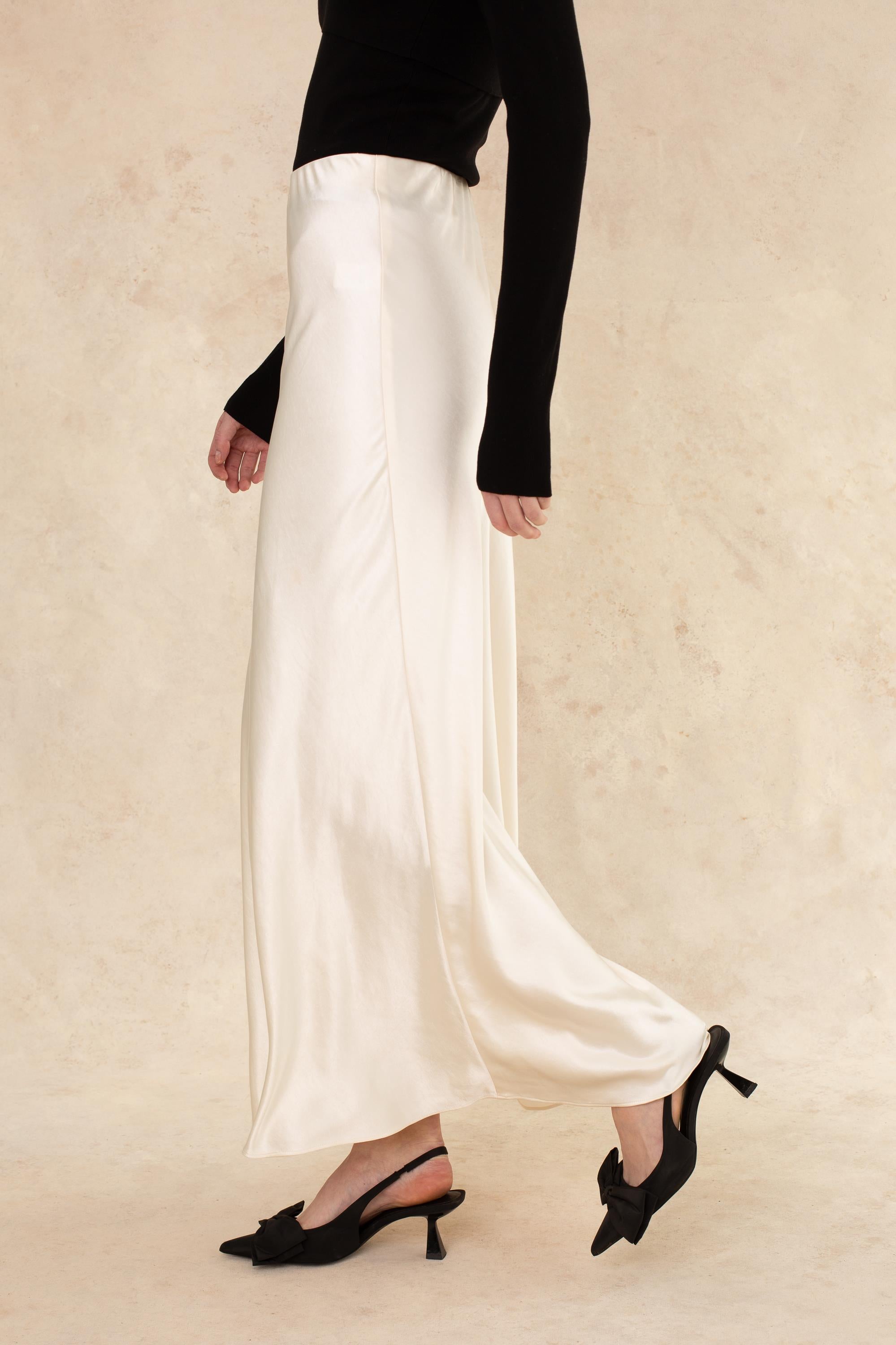 Bias Cut Printed Maxi Skirt