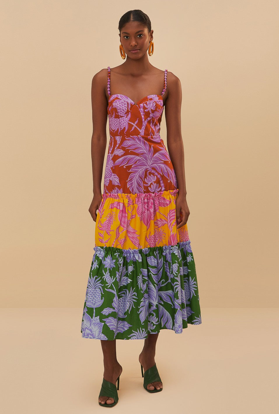 Tropical Swing Mix Midi Dress