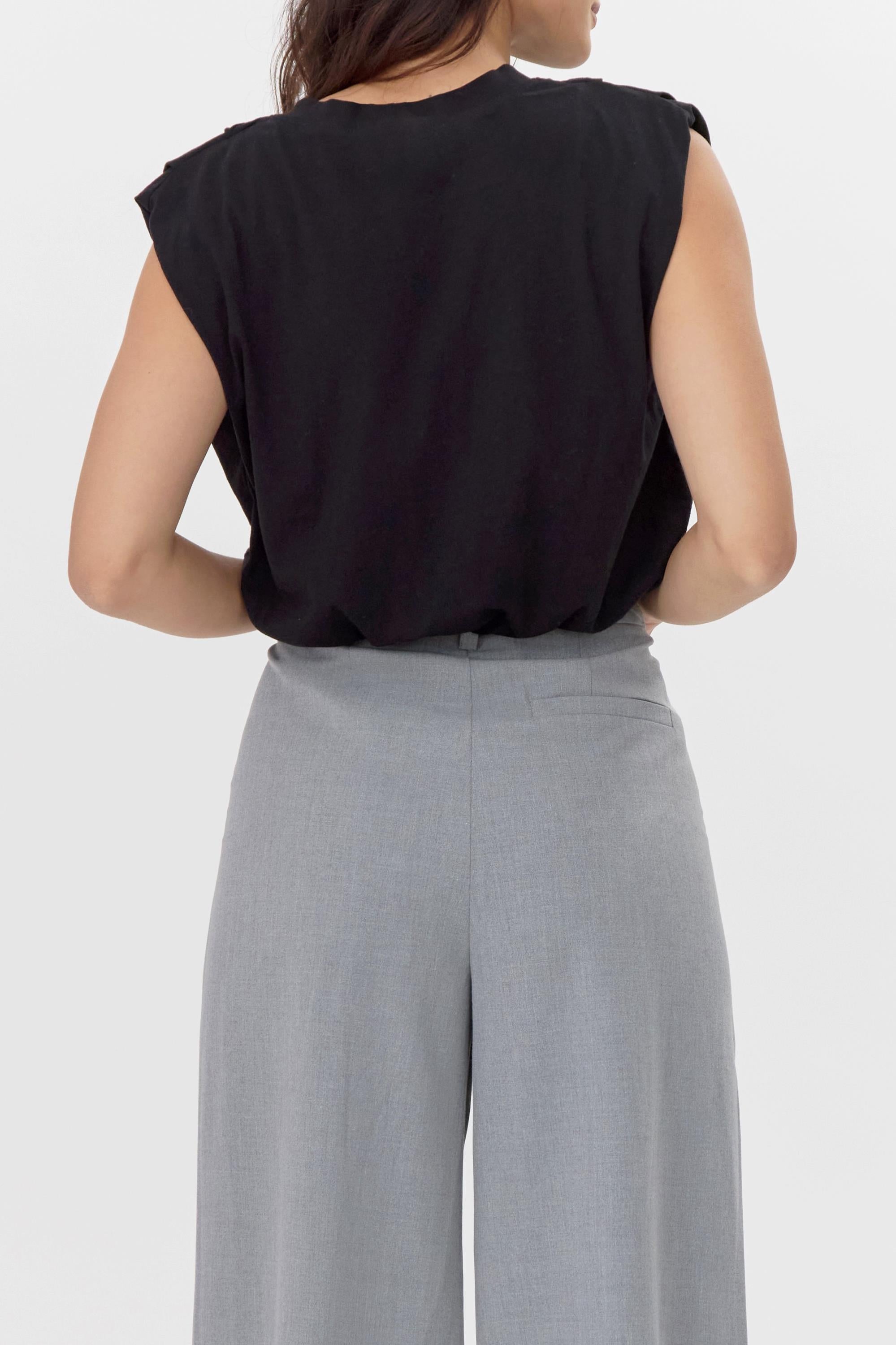 Alisa Padded Shoulder Jersey Bubble Top