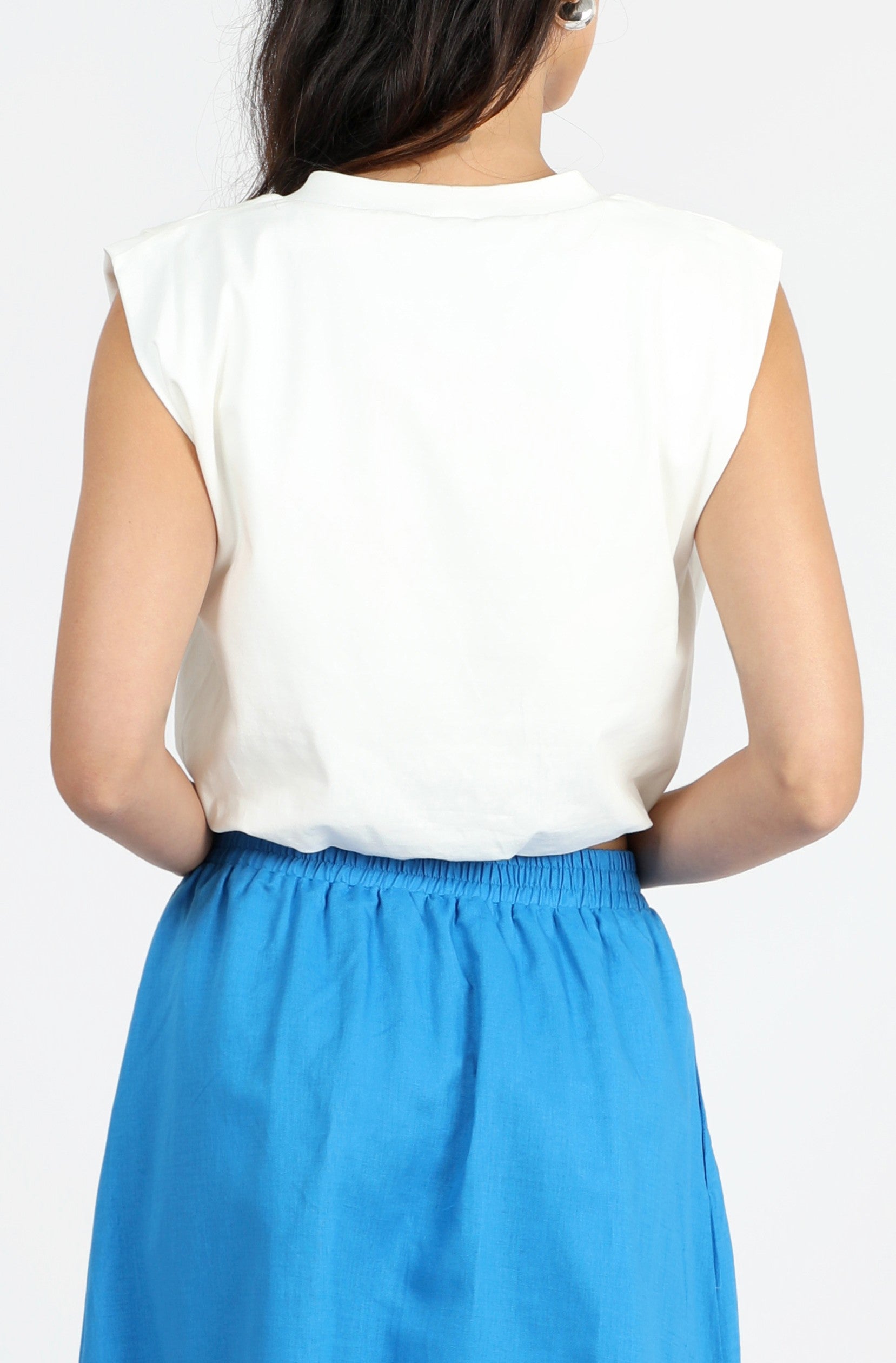 Alisa Padded Shoulder Jersey Bubble Top