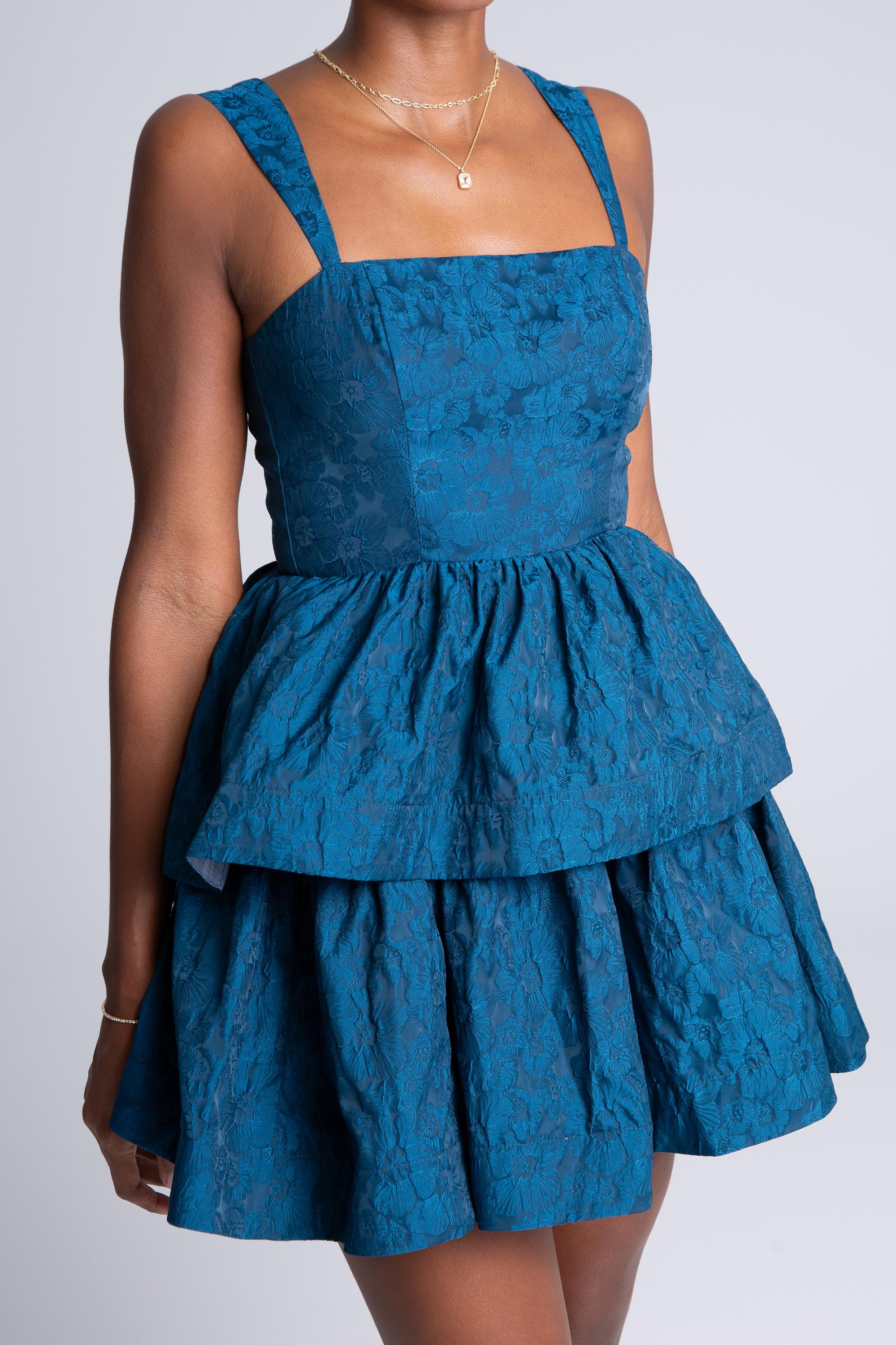 Jacquard Tiered Mini Dress