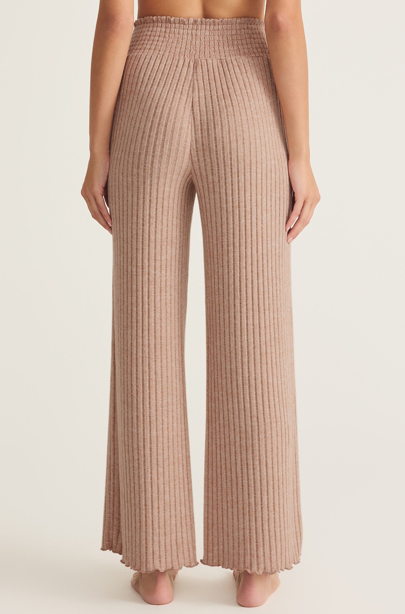 Dawn Smocked Rib Pant In Iced Coffee