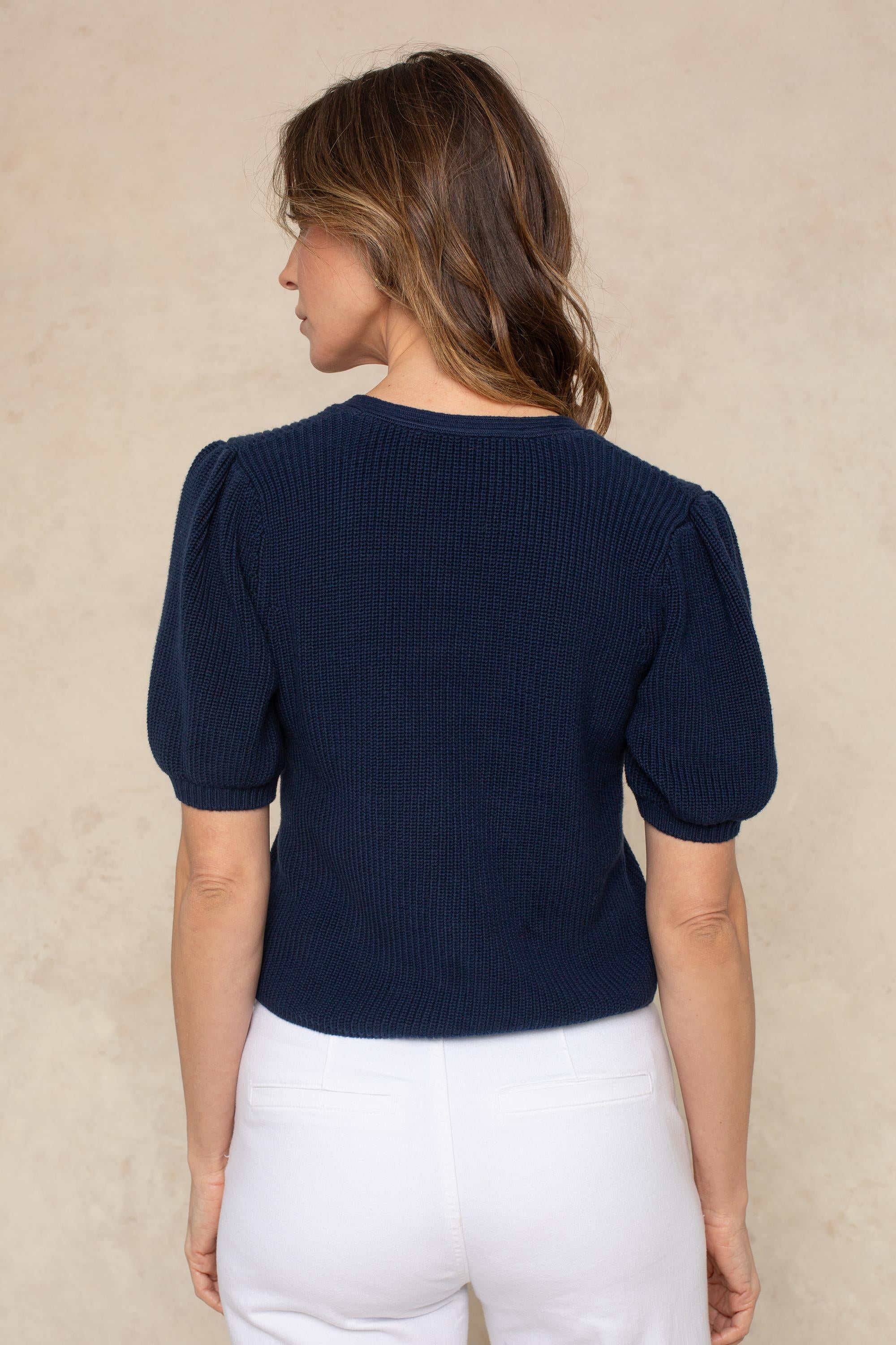 Elaine Puff Sleeve Tie Front Cardi