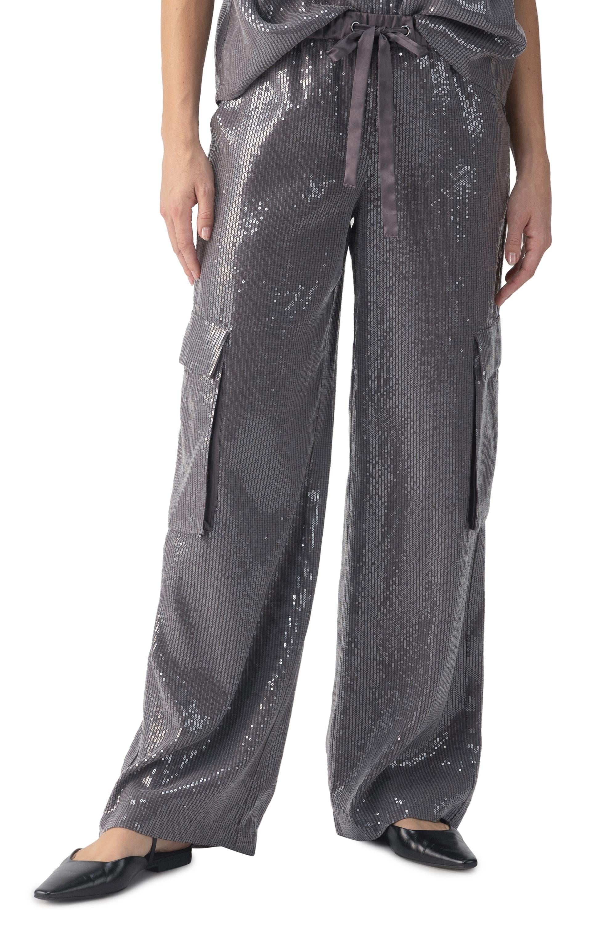 Pull On Sequin Cargo Pant