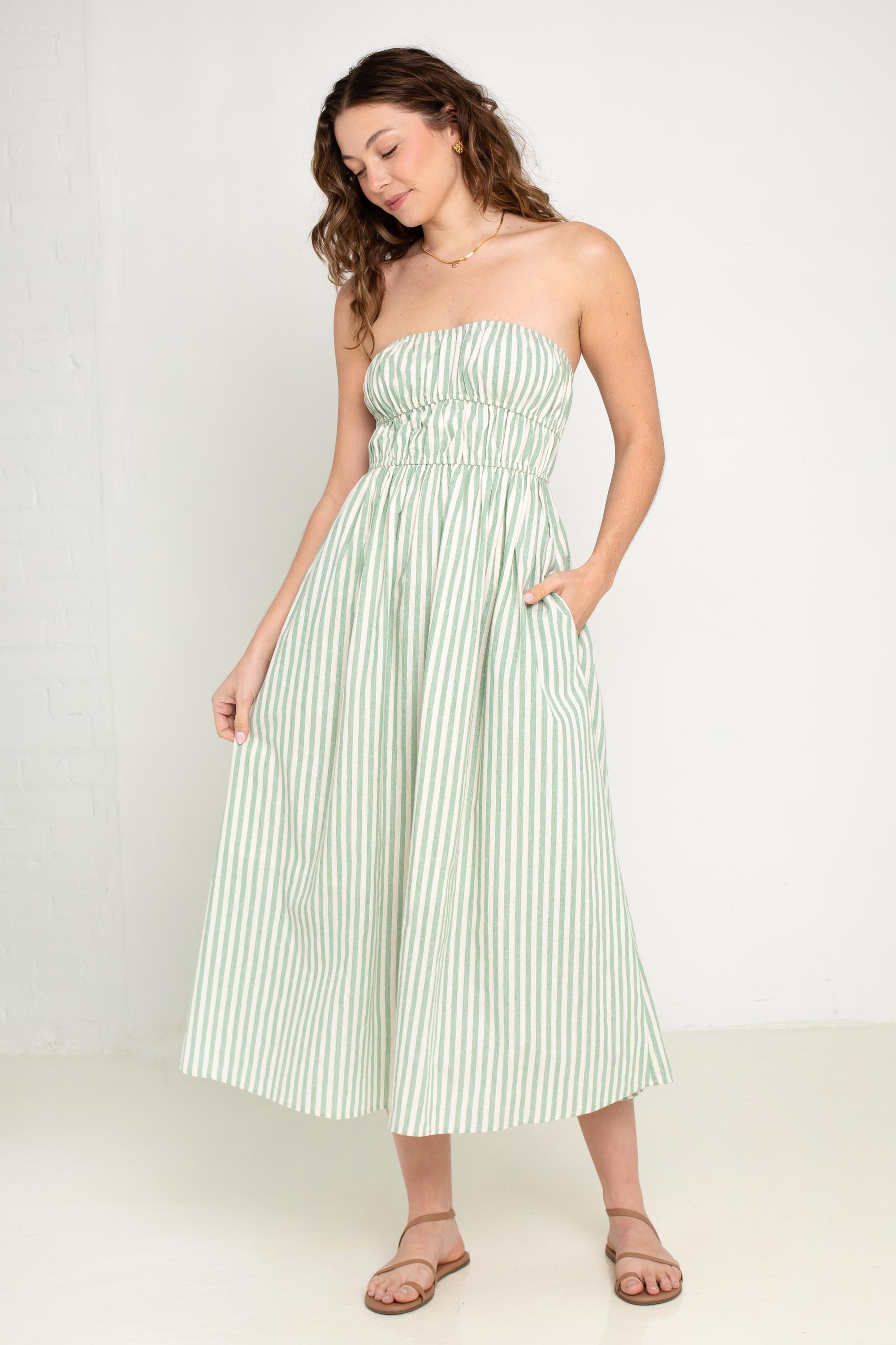 Peyton Strapless Midi Dress