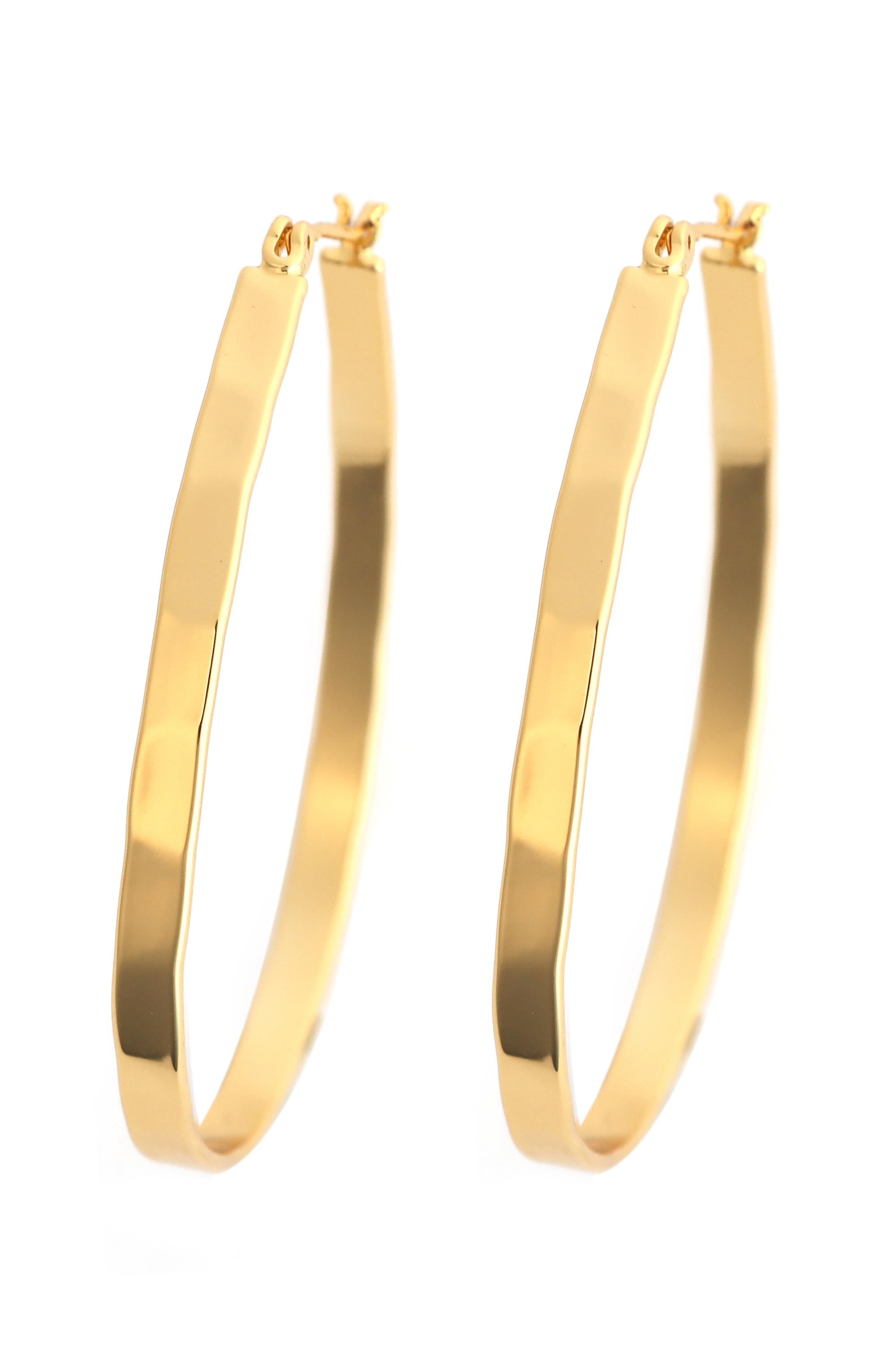 2 In Ear Hinged Oval Teardrop Ham- Gold