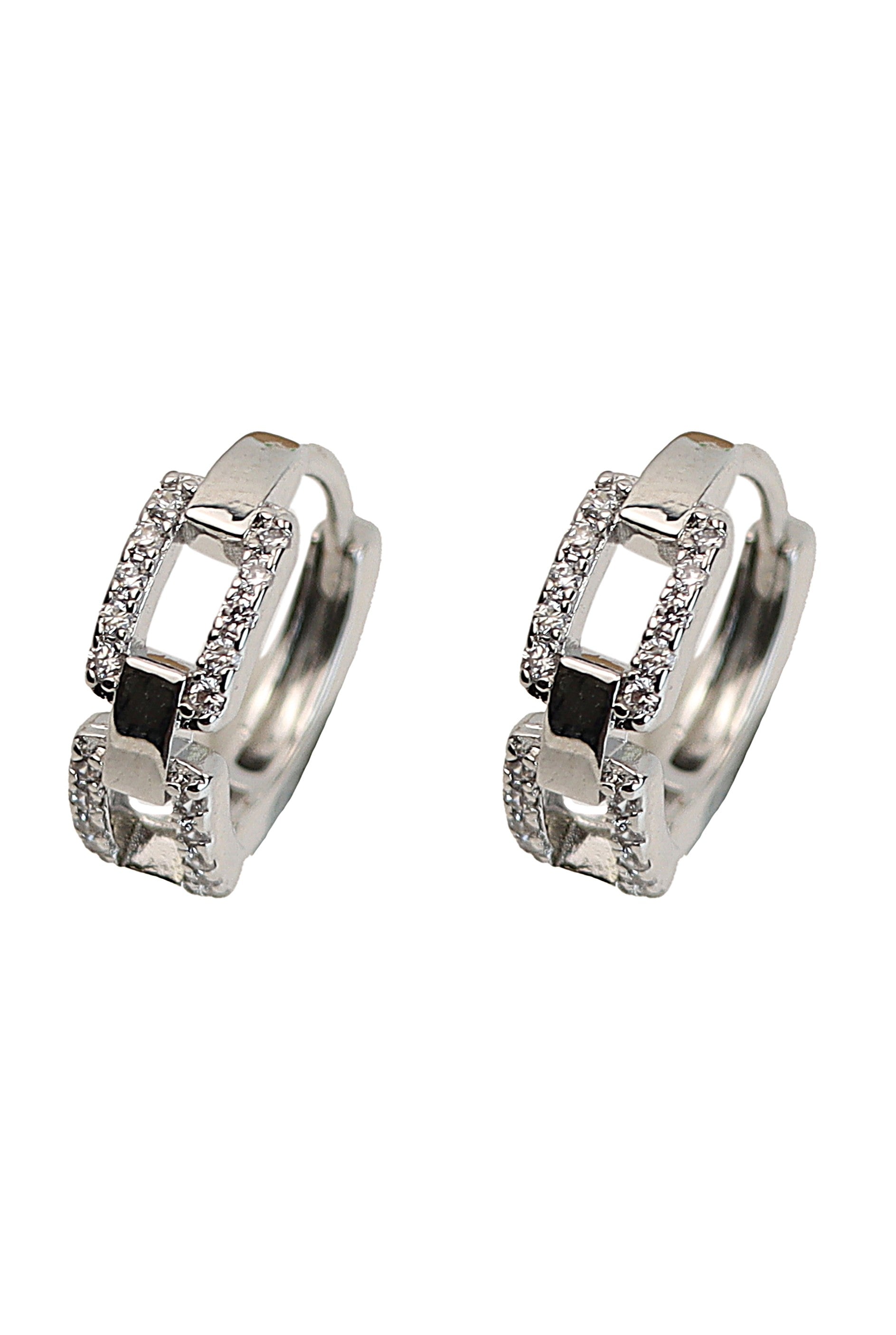 Teeny Hoop Pave Link Huggies