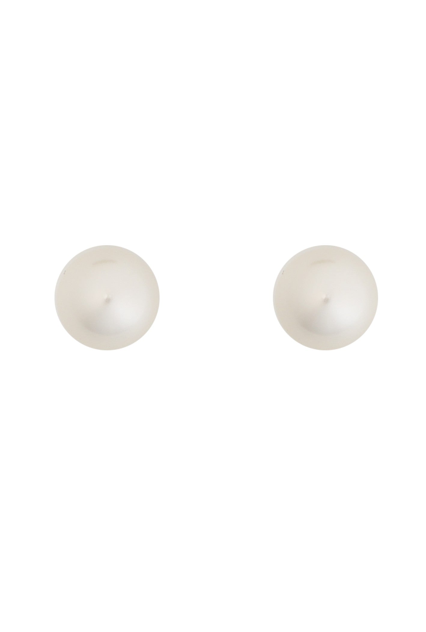 The South Moon Under Faux Pearl Stud earrings, featuring simple 7mm round pearls with gold accents, are elegantly displayed against a plain white background.