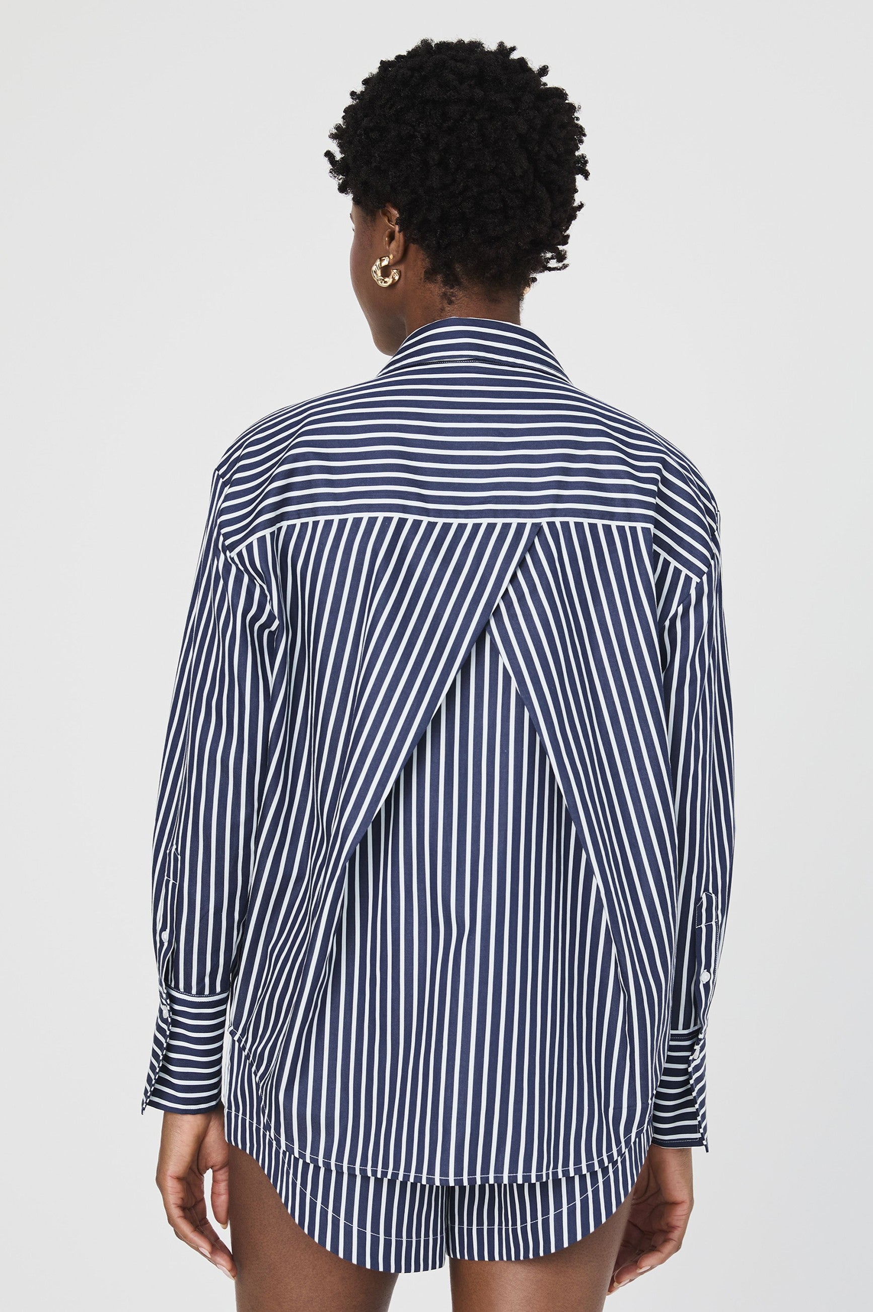 Alexis Poplin Angled Yoke Stripe Shirt