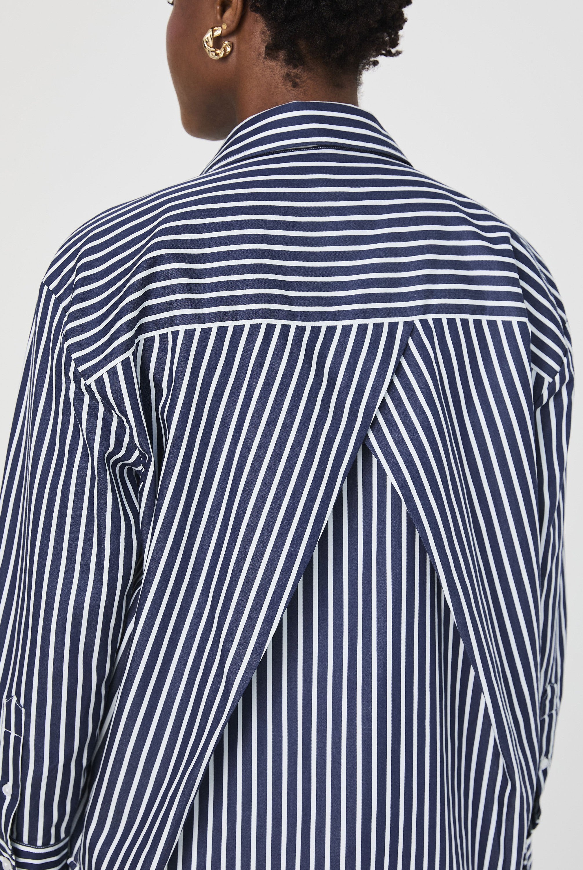 Alexis Poplin Angled Yoke Stripe Shirt