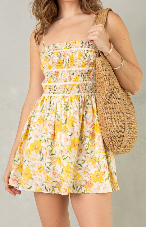 Smocked Fit And Flare Mini Dress