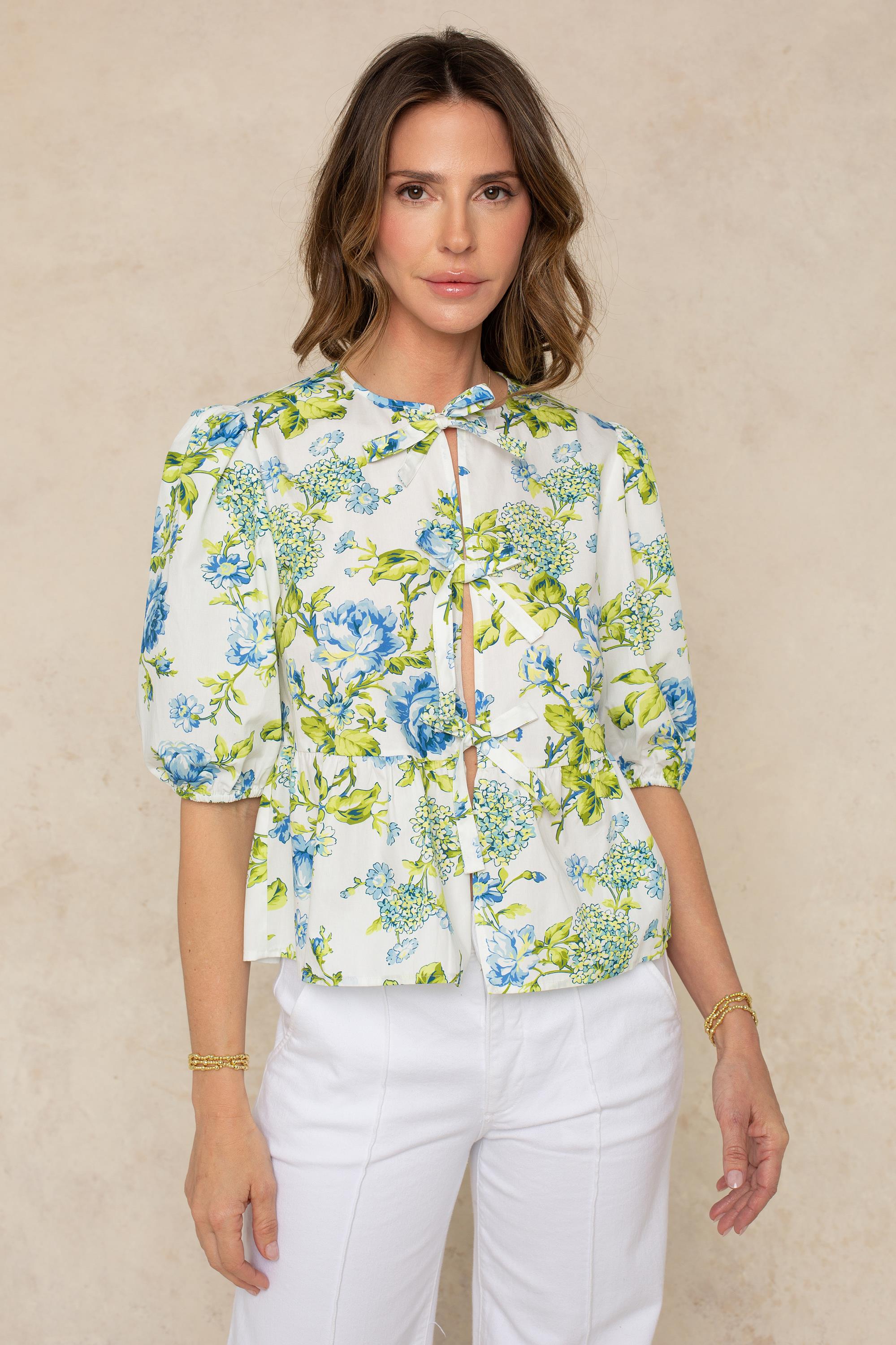 Susy Tie Front Poplin Blouse