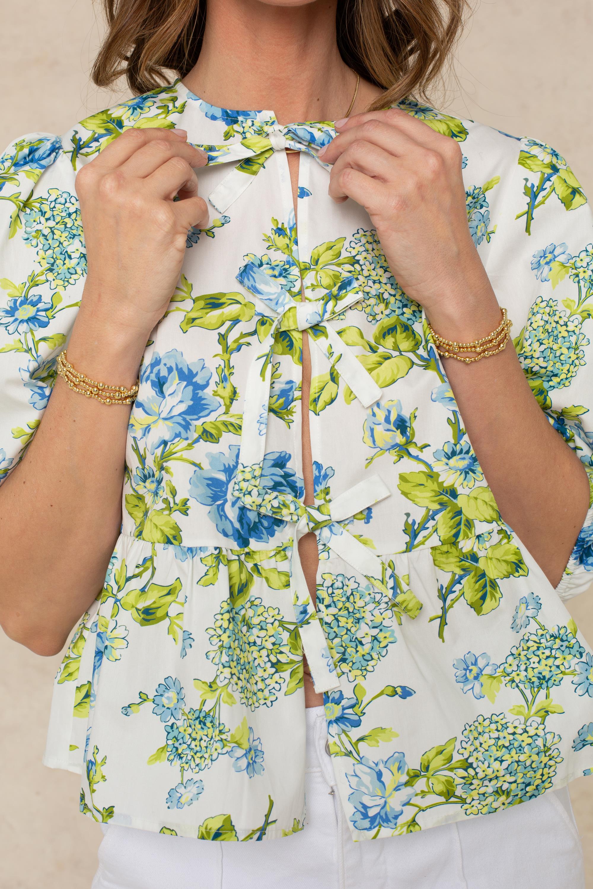 Susy Tie Front Poplin Blouse