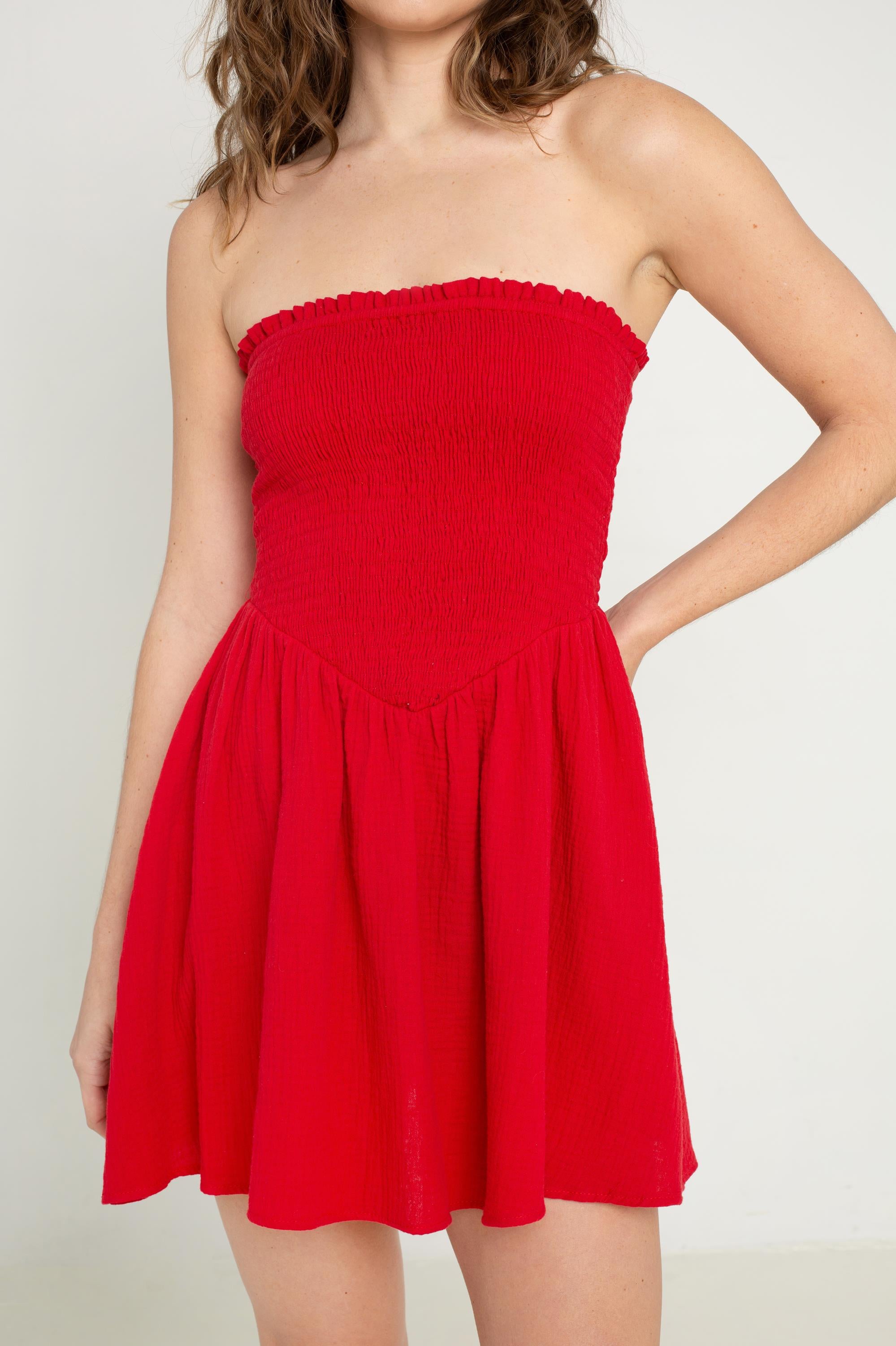 Lily Strapless Gauze Coverup