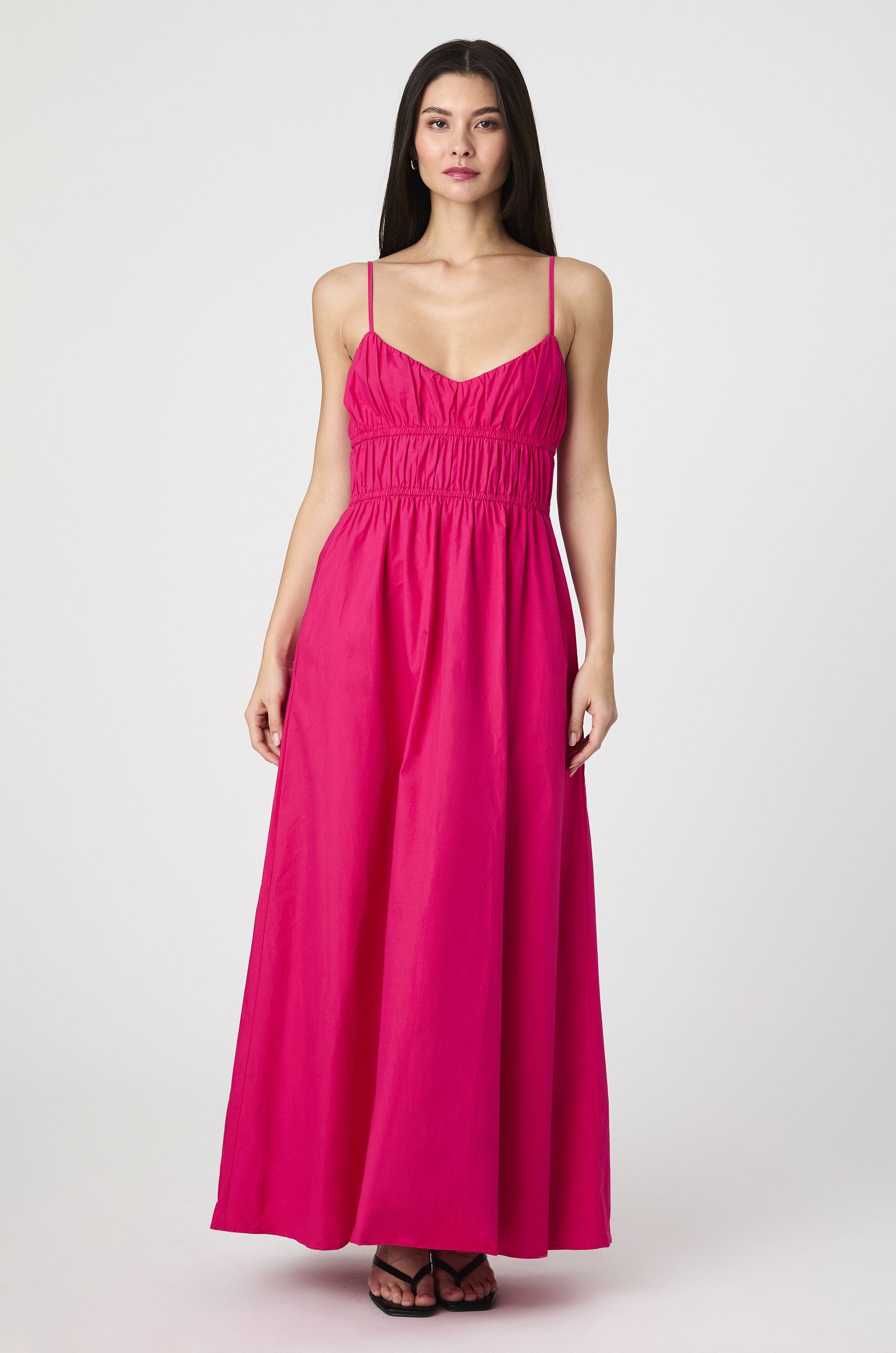 Poplin Ruched Maxi Dress