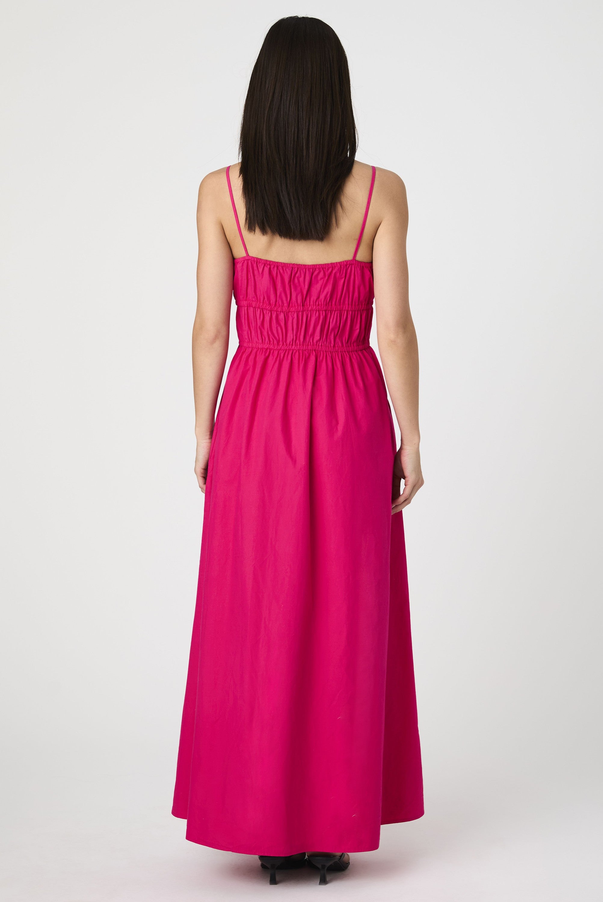 Poplin Ruched Maxi Dress