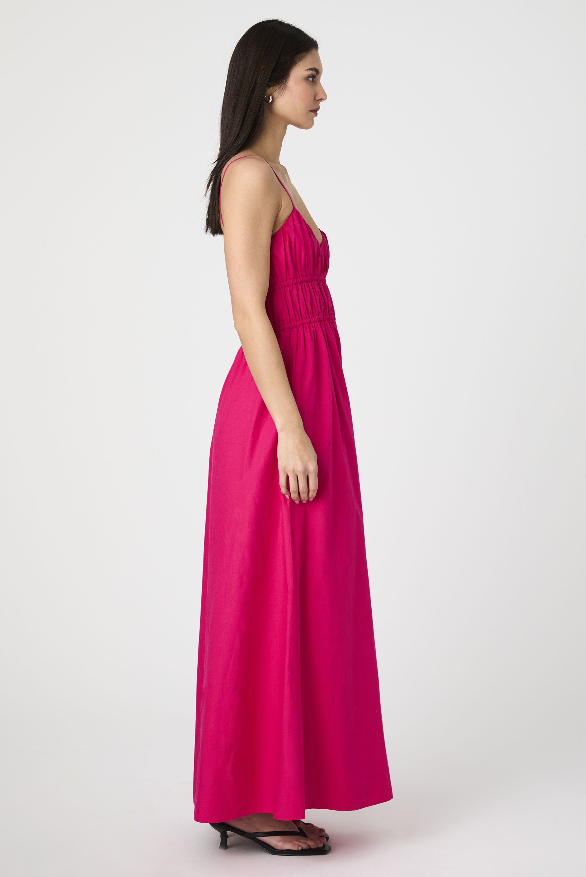 Poplin Ruched Maxi Dress