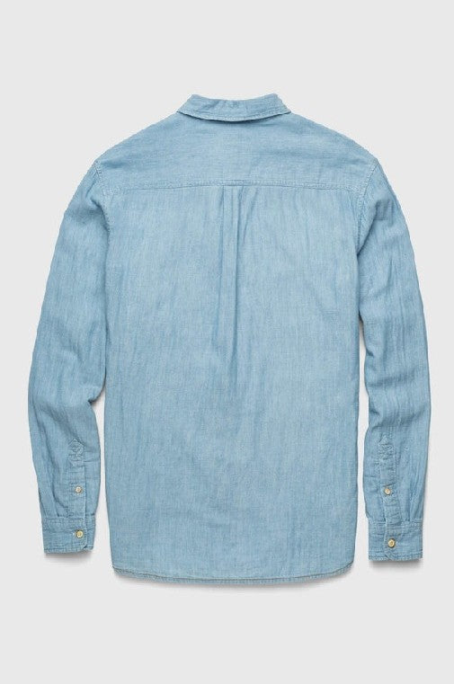 Zhu Chambray Double Gauze 2 Pocket Shirt Blue – South Moon Under