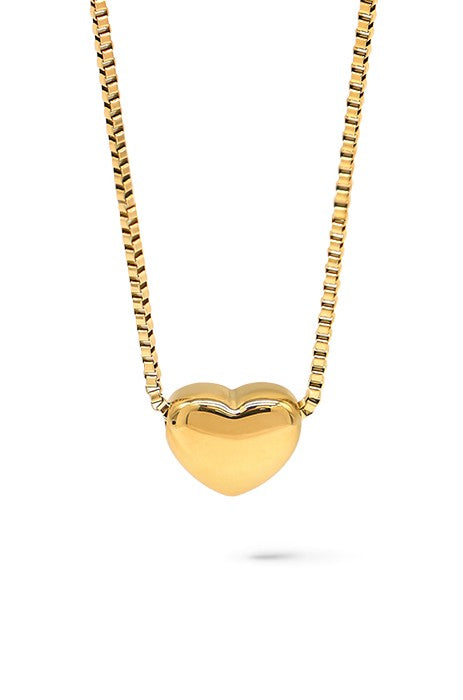Gold Puffy Heart Necklace