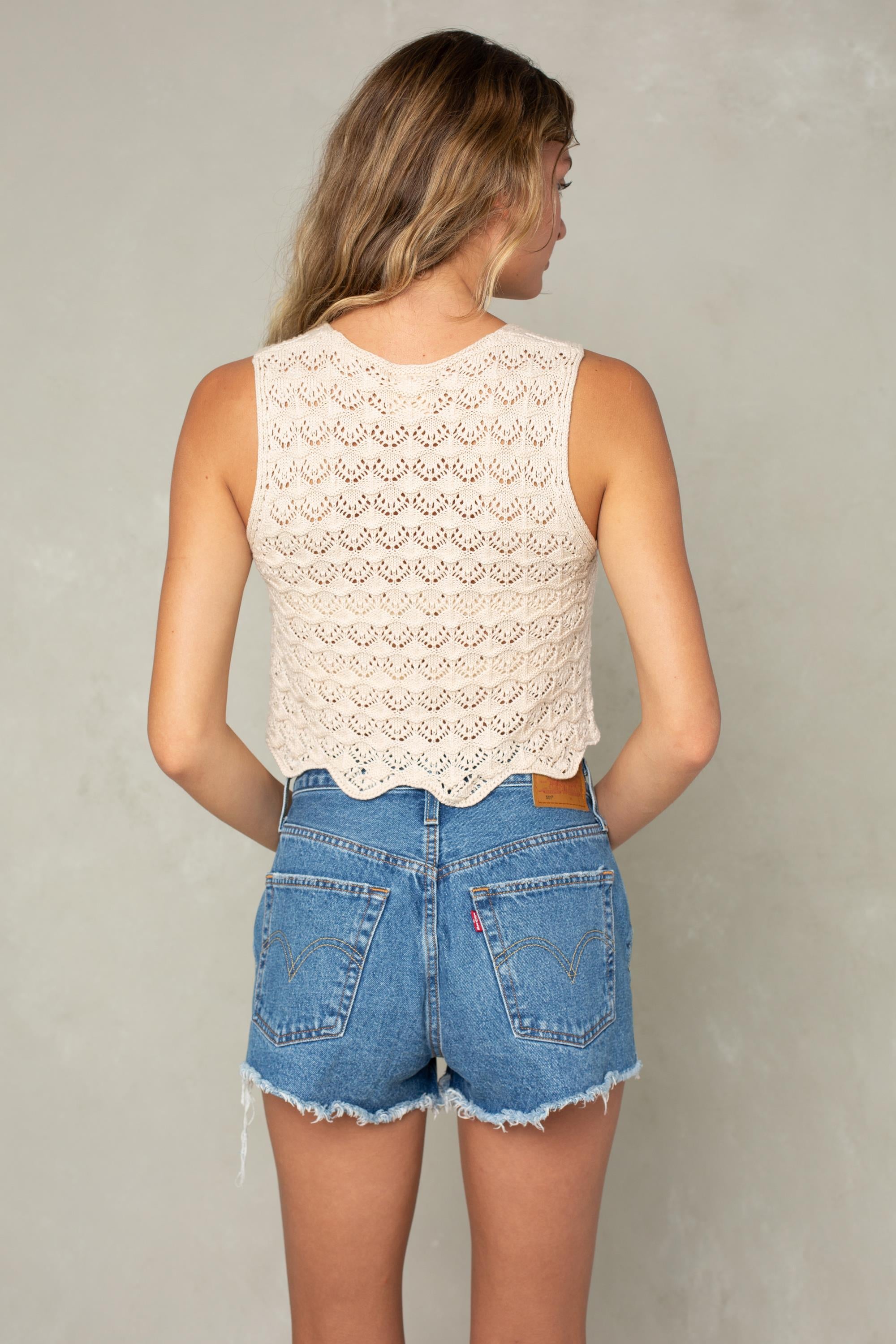 Betsy Crochet Tie Front Vest