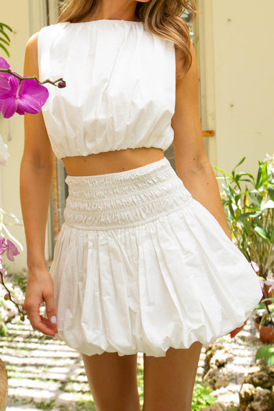 Drop Waist Mini Skirt Poplin Bubble Black – South Moon Under