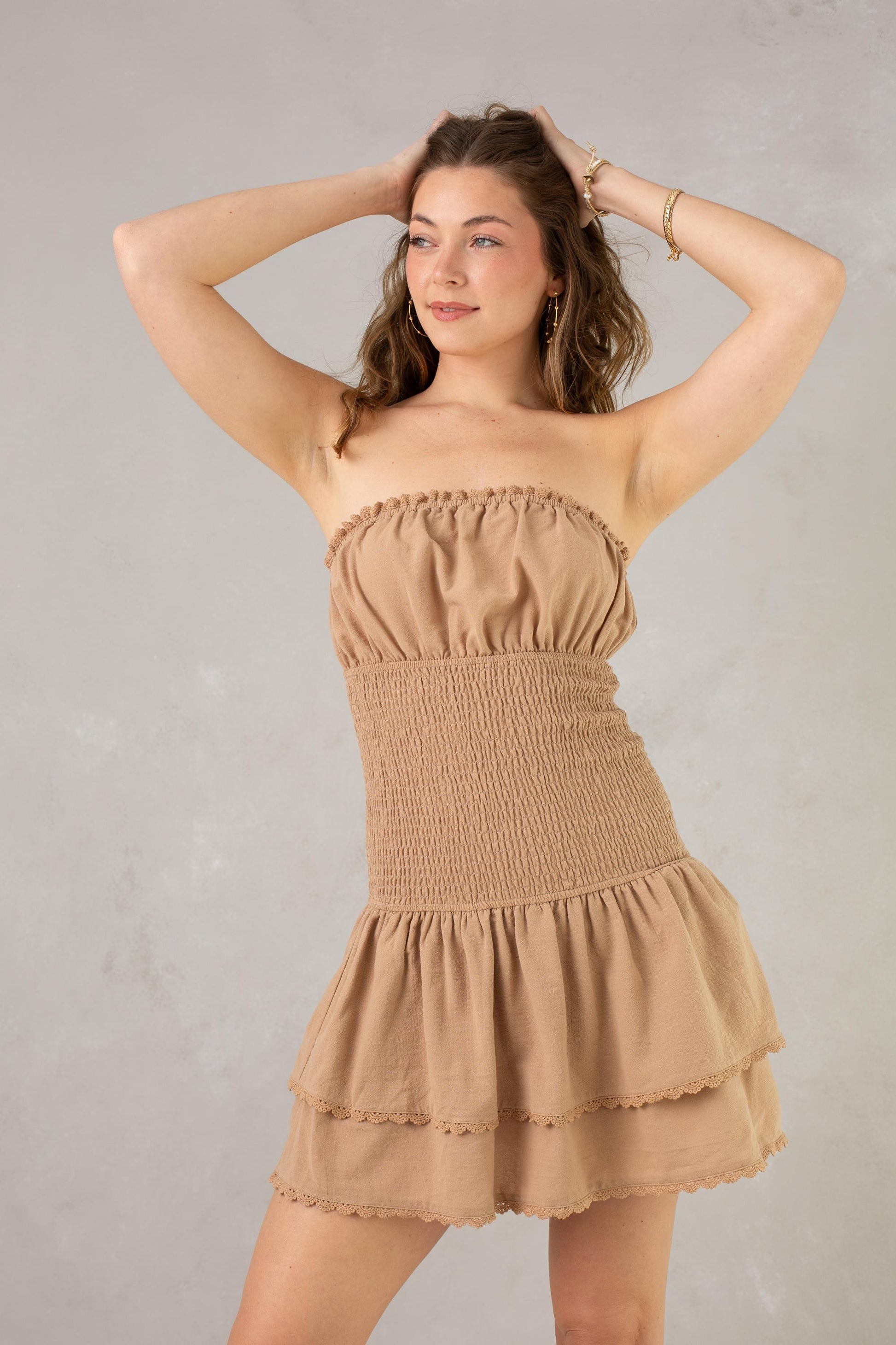 smocked mini dress Ruby and Black Plaid Hand wash cold Abercrombie & Fitch babydoll smocked