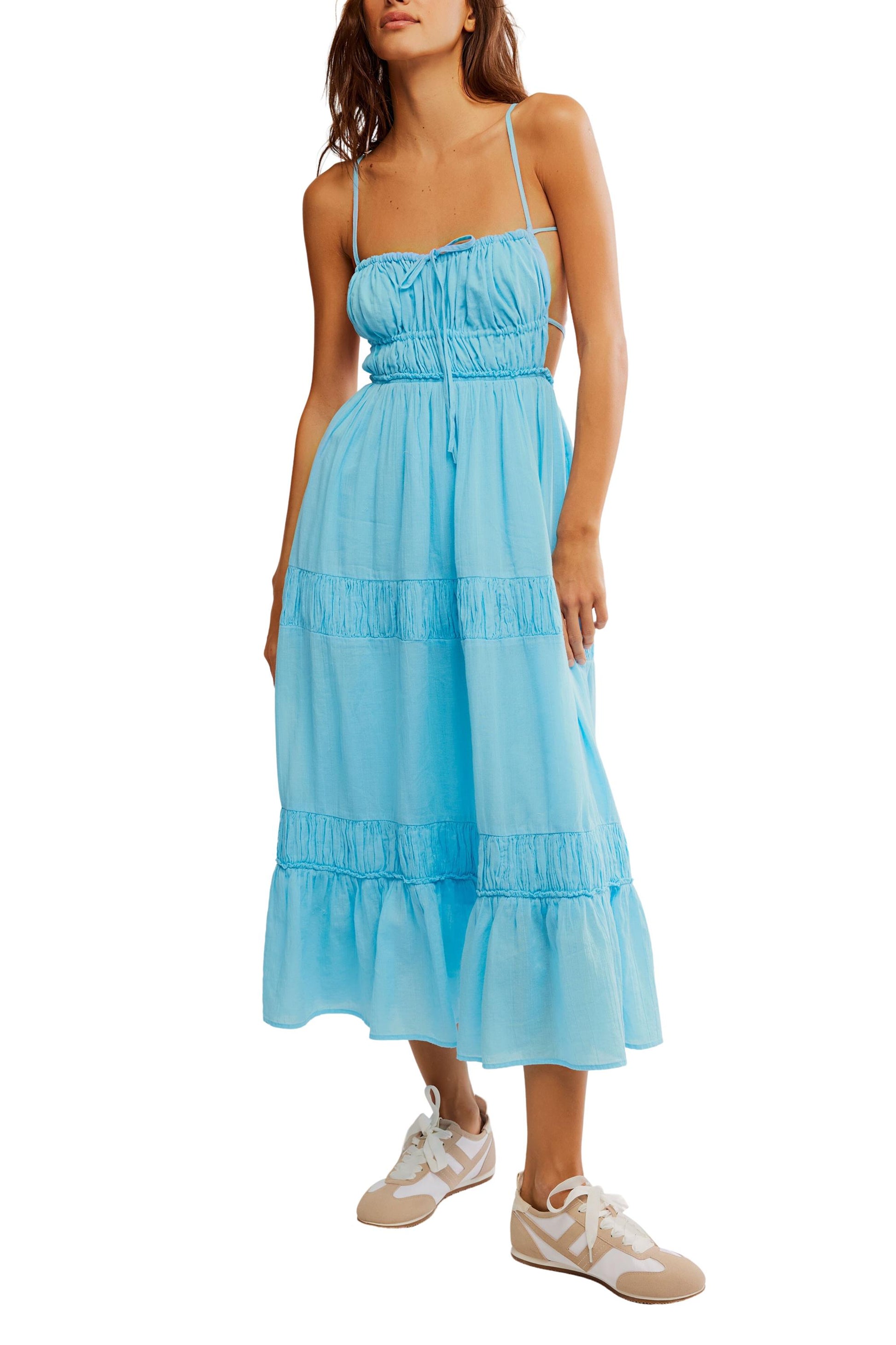 Free People Taking Sides Maxi Dress in Blue - Size M Free People Taking Sides Maxi Dress in Blue - Size M