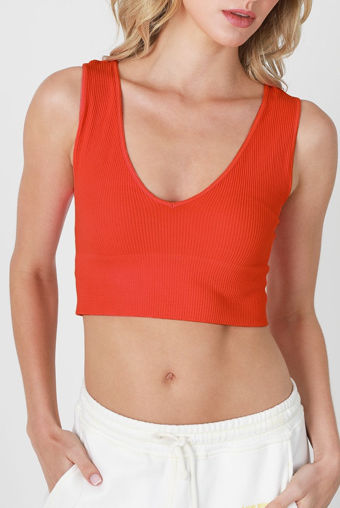 V-Neck Rib Crop Top