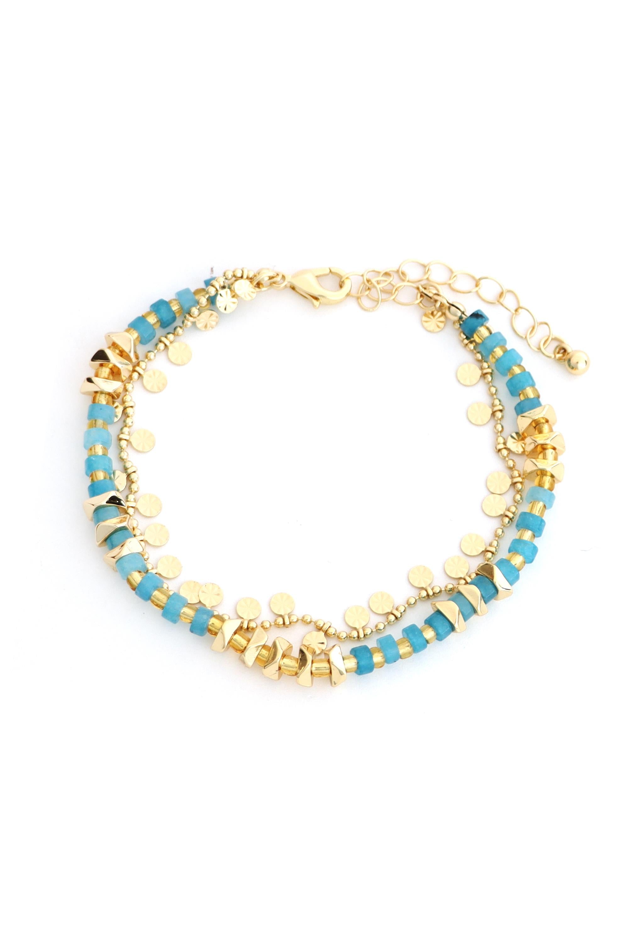 7 In Brac Layer Hs Stone Bead Teal Tl