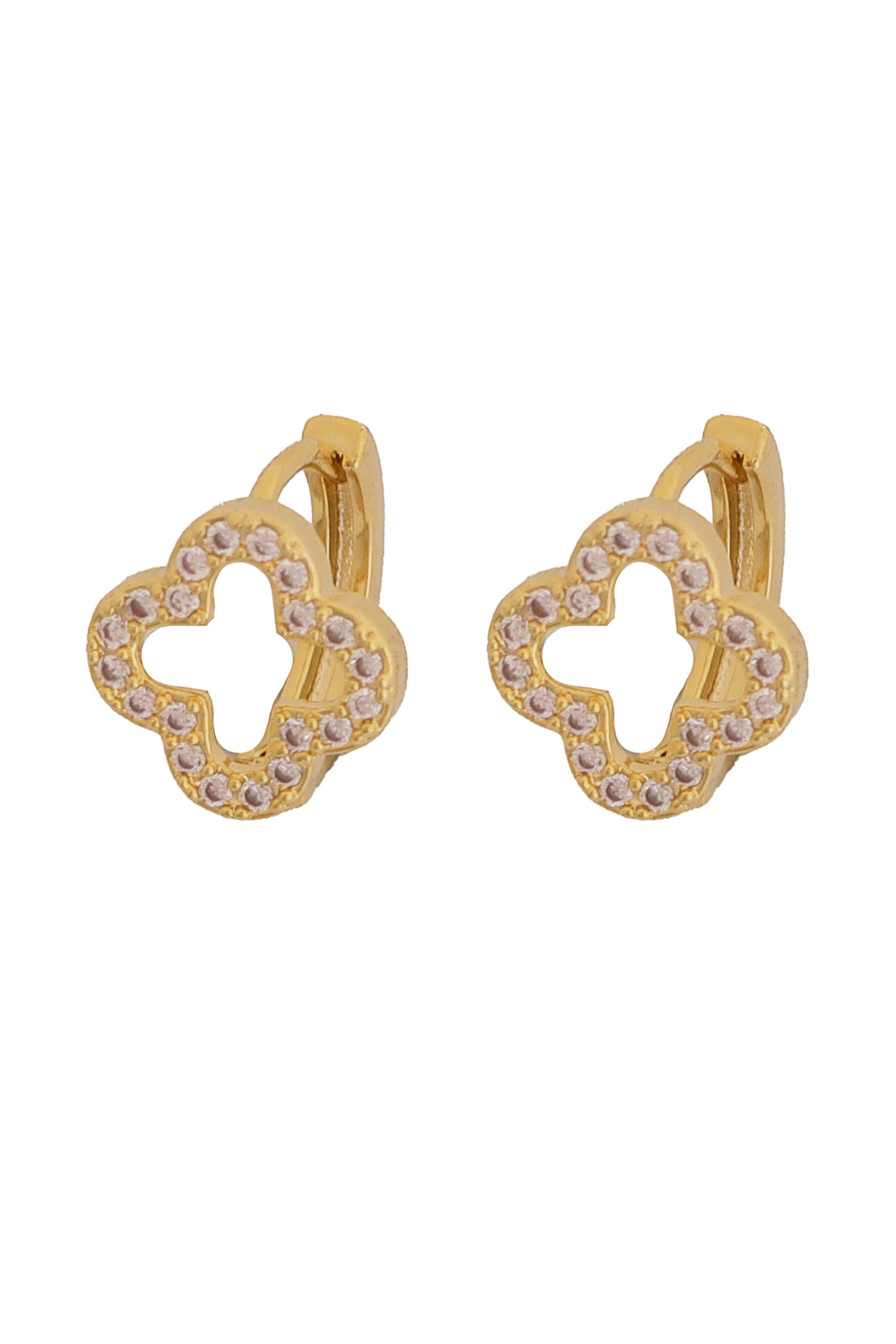 0.5 In Ear Clip Clover Leaf Pave