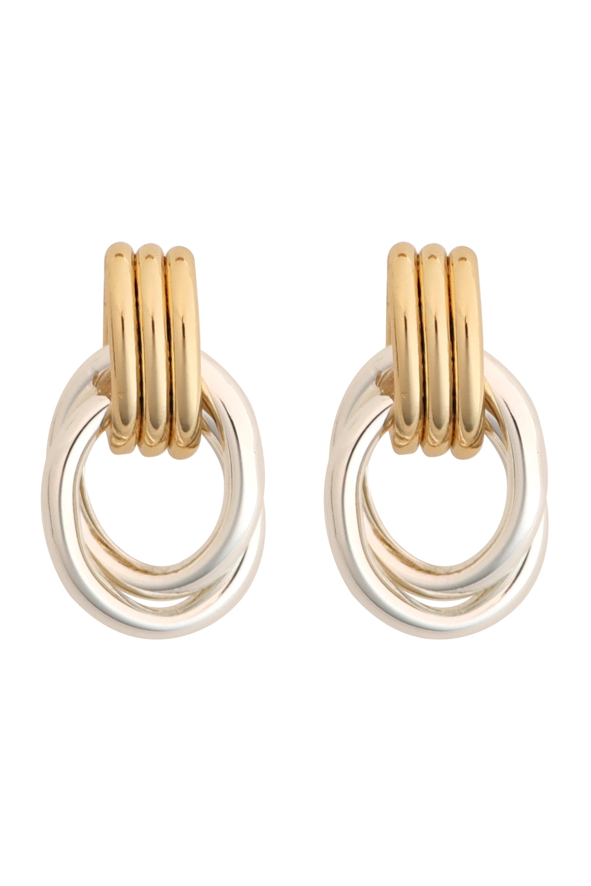 1 In Two Tone Double Links Drop Earrings