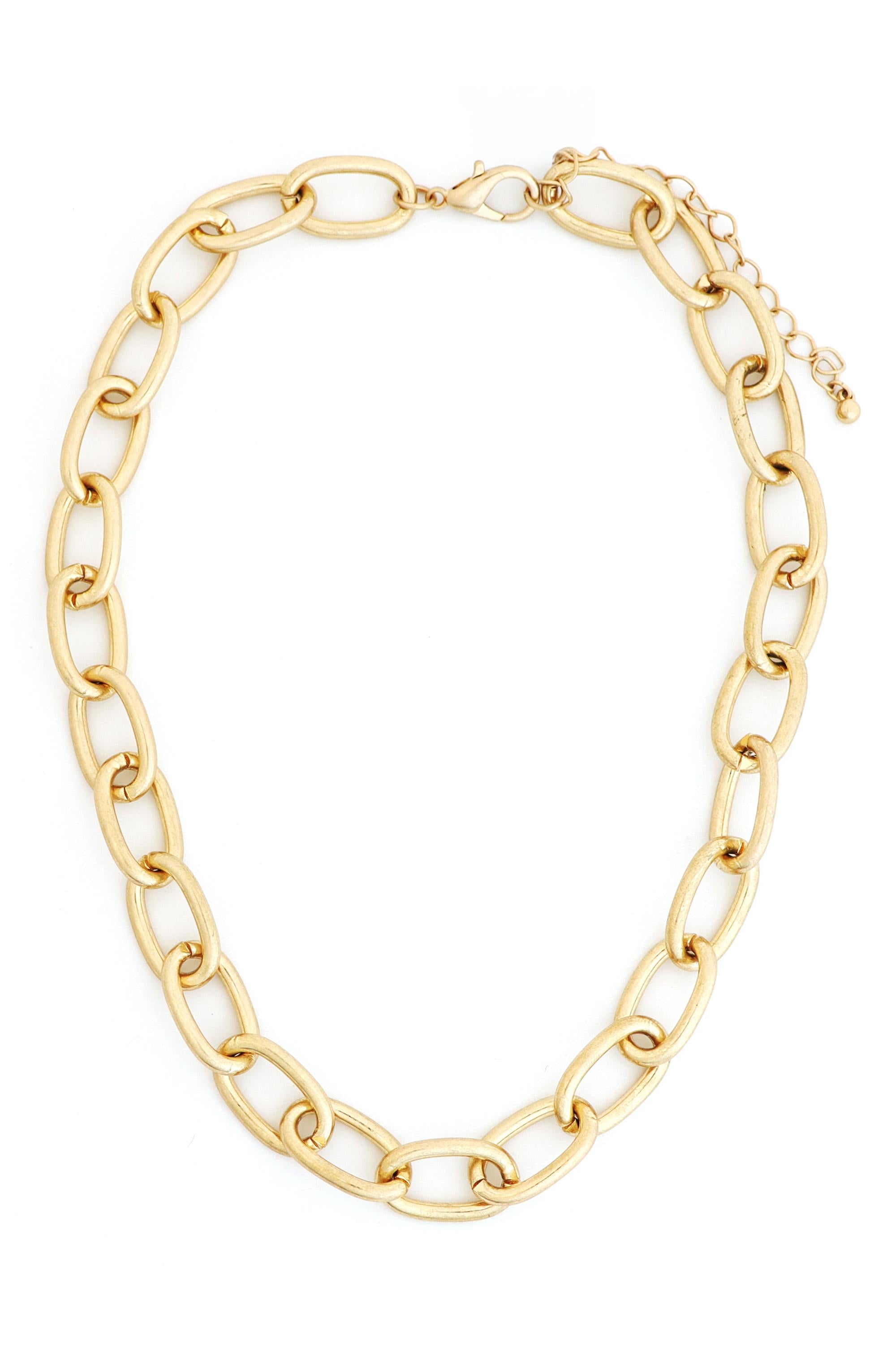 18 In Neck Oval Link Chain Worn Gold