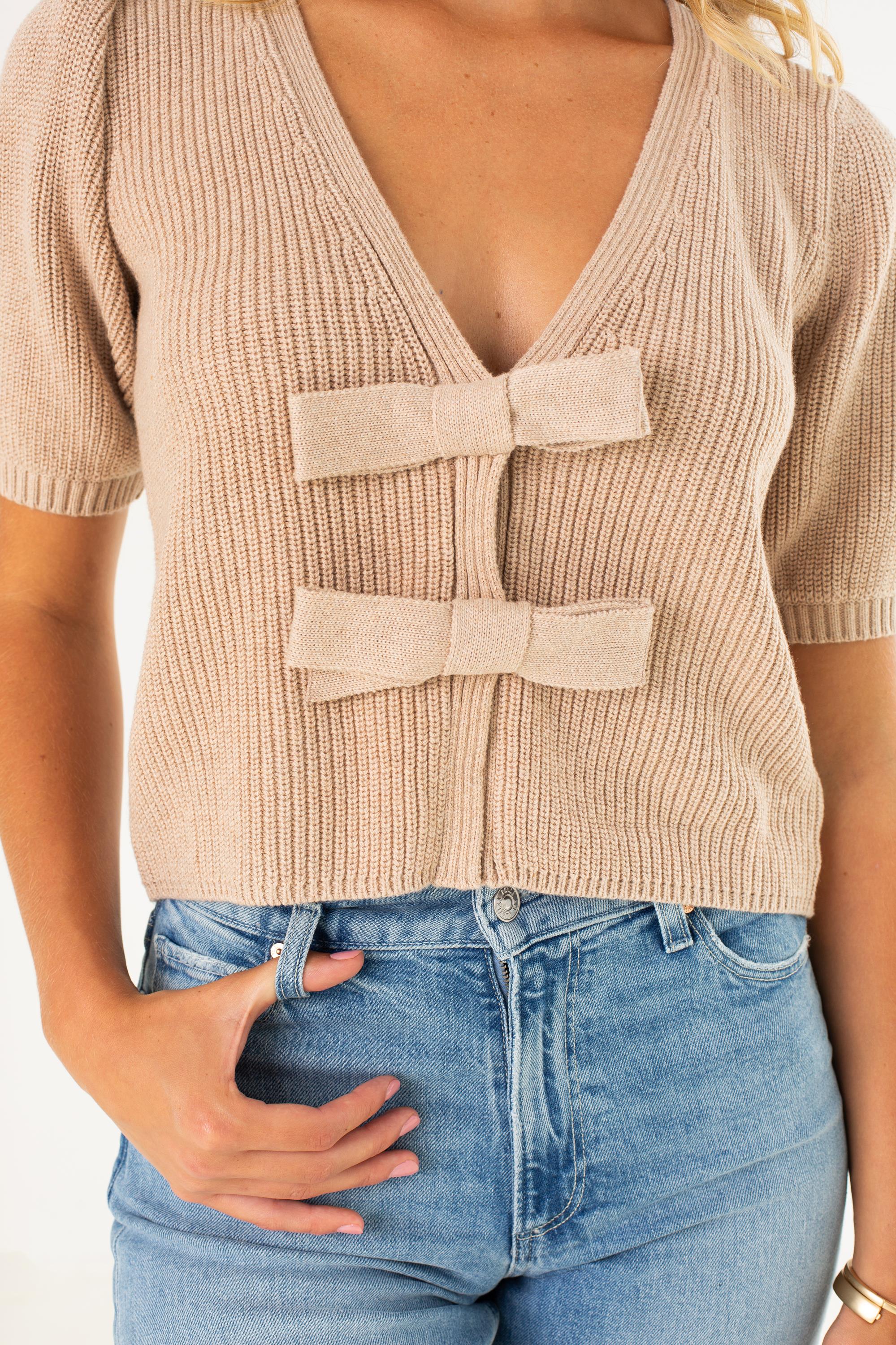 Elaine Puff Sleeve Tie Front Cardi